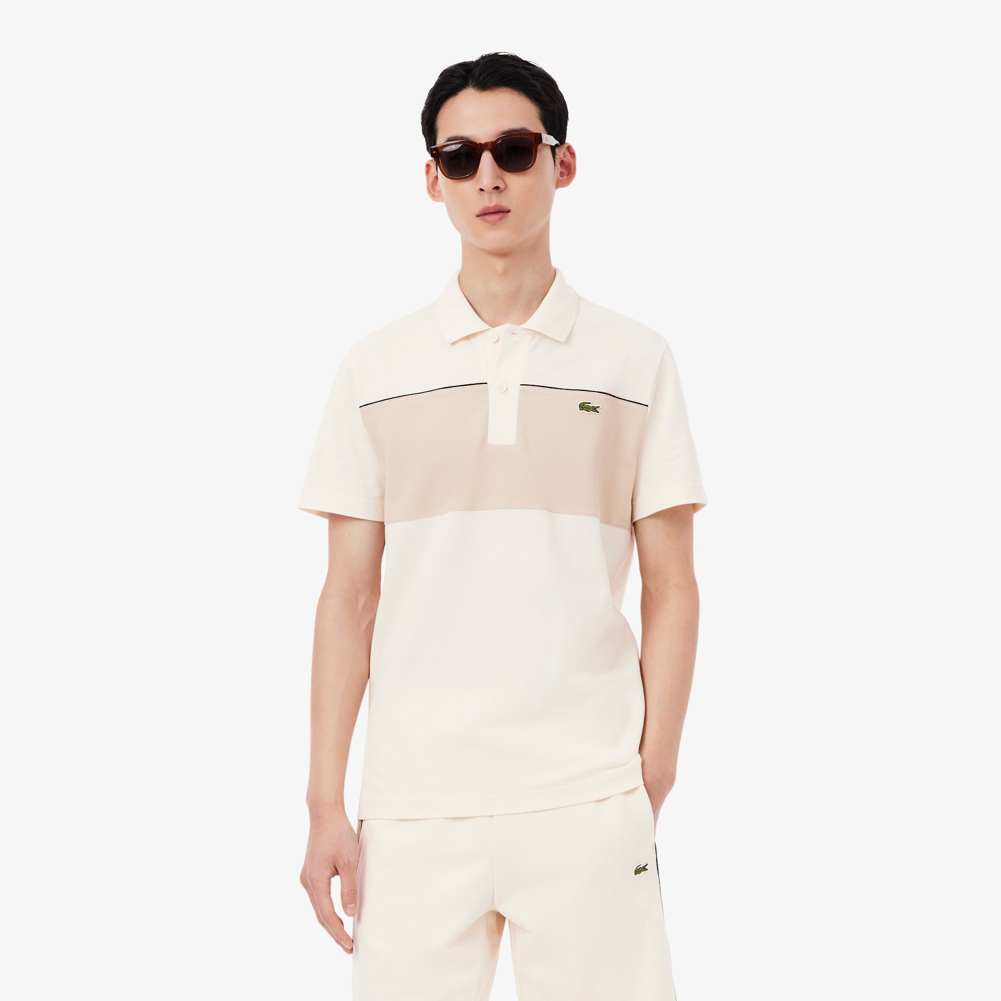Áo Polo Lacoste Nam Dáng Suông Chất Liệu Piqué Họa Tiết Color-Block