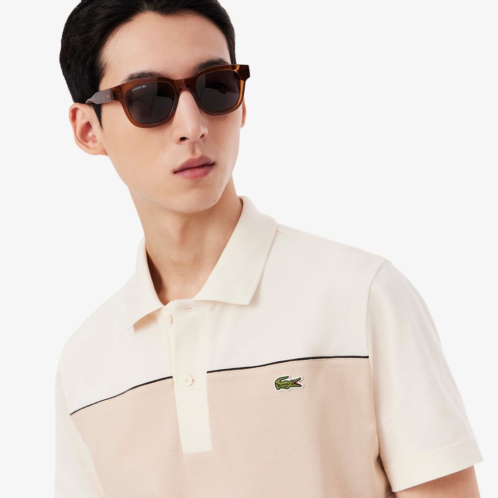 Áo Polo Lacoste Nam Dáng Suông Chất Liệu Piqué Họa Tiết Color-Block