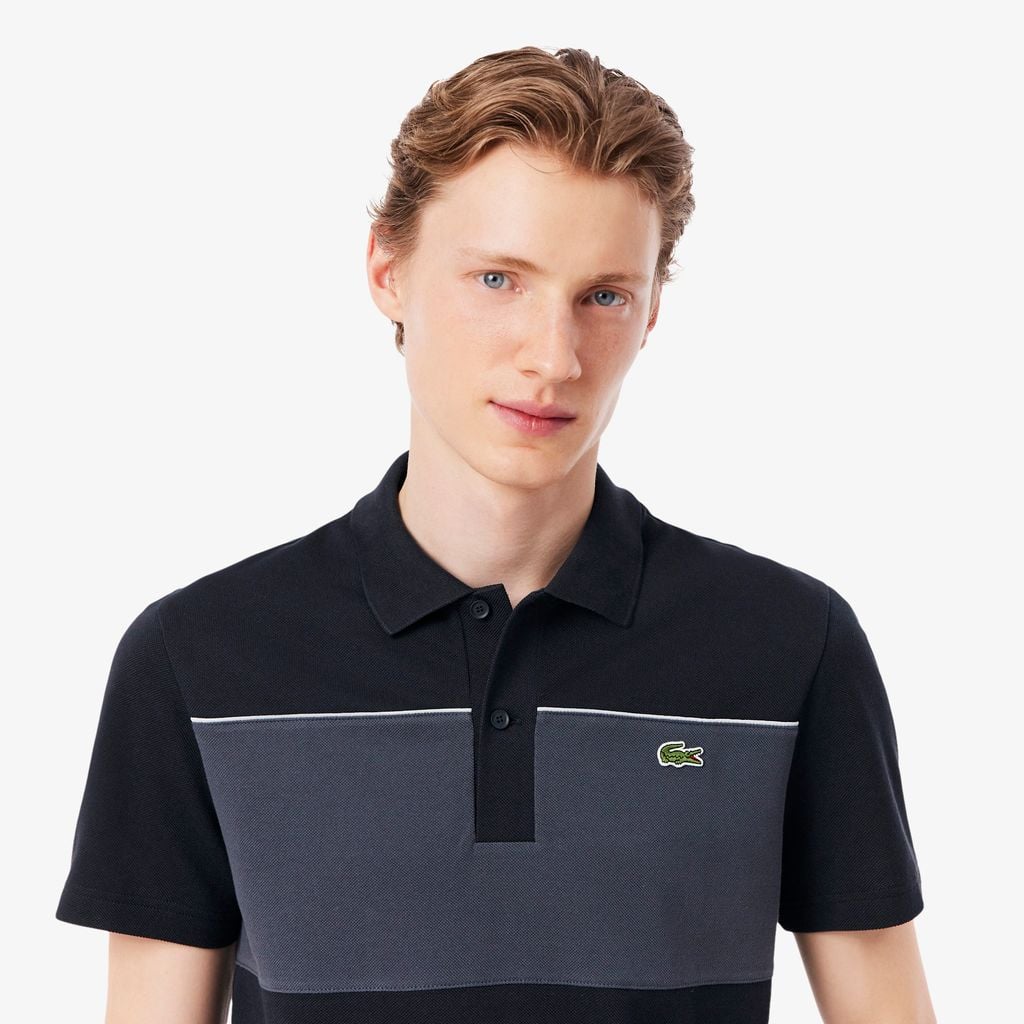 Áo Polo Lacoste Nam Dáng Suông Chất Liệu Piqué Họa Tiết Color-Block