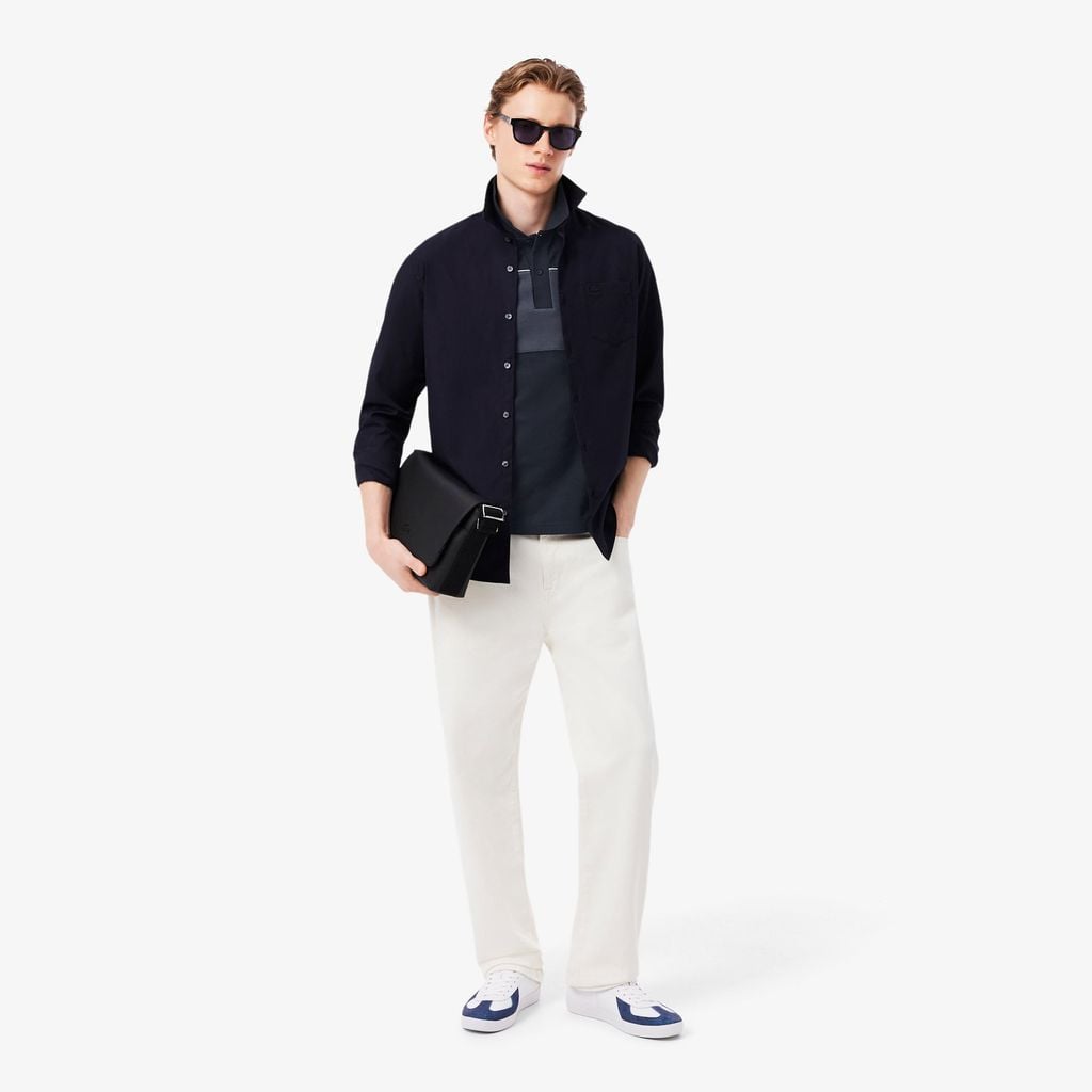 Áo Polo Lacoste Nam Dáng Suông Chất Liệu Piqué Họa Tiết Color-Block