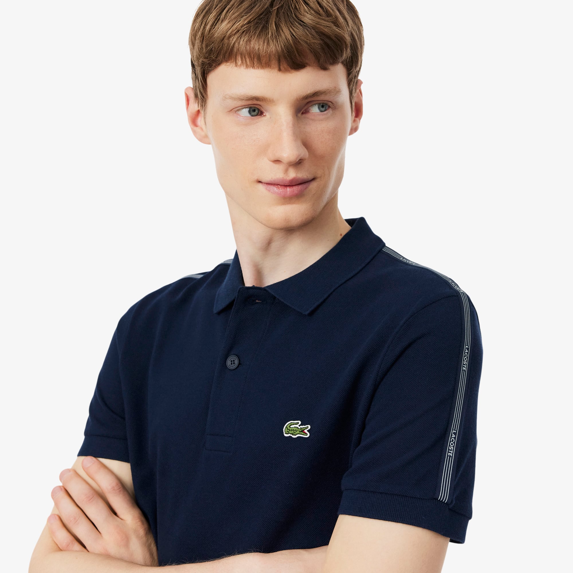 Áo Polo Lacoste Nam Dáng Suông Kẻ Sọc Có Logo