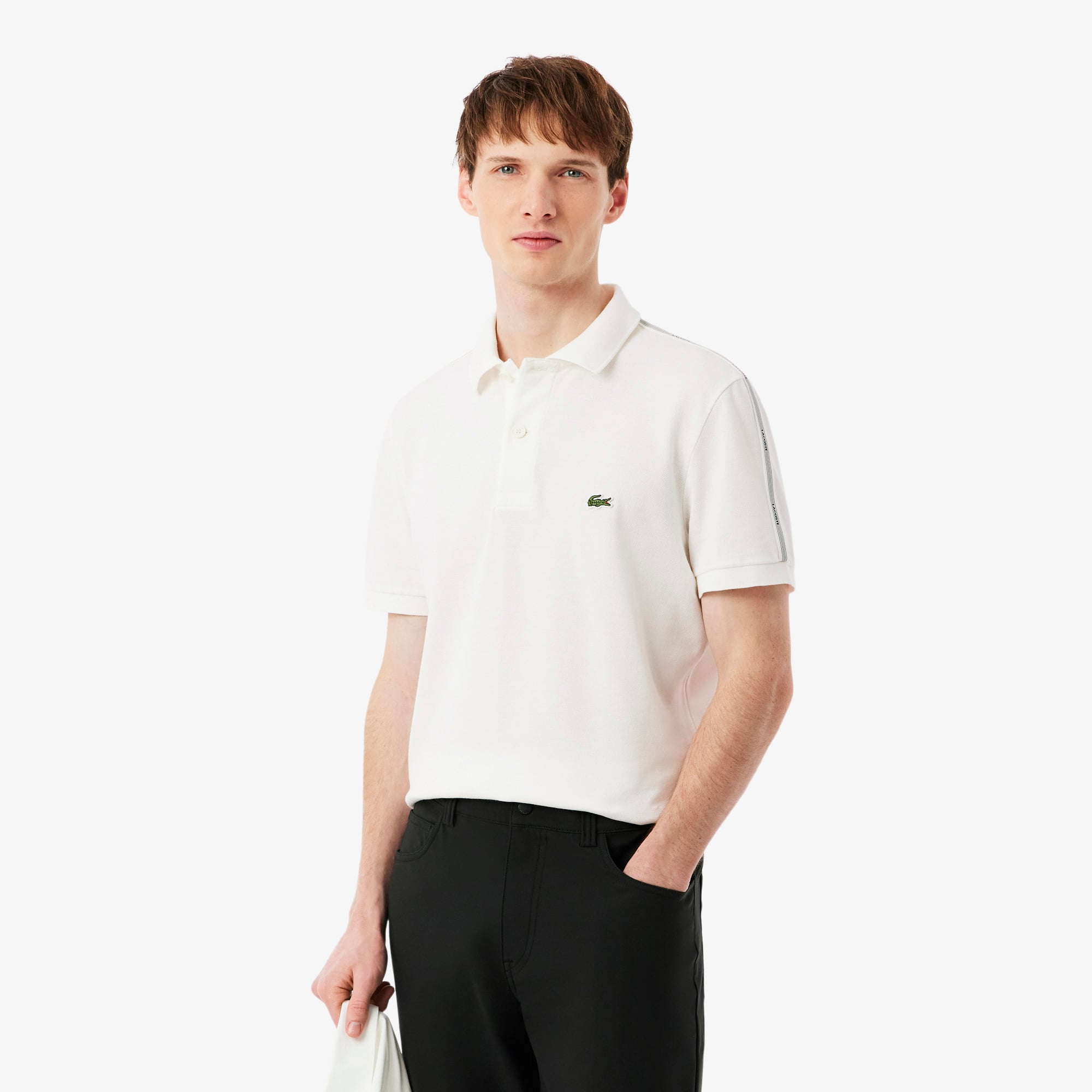 Áo Polo Lacoste Nam Dáng Suông Kẻ Sọc Có Logo