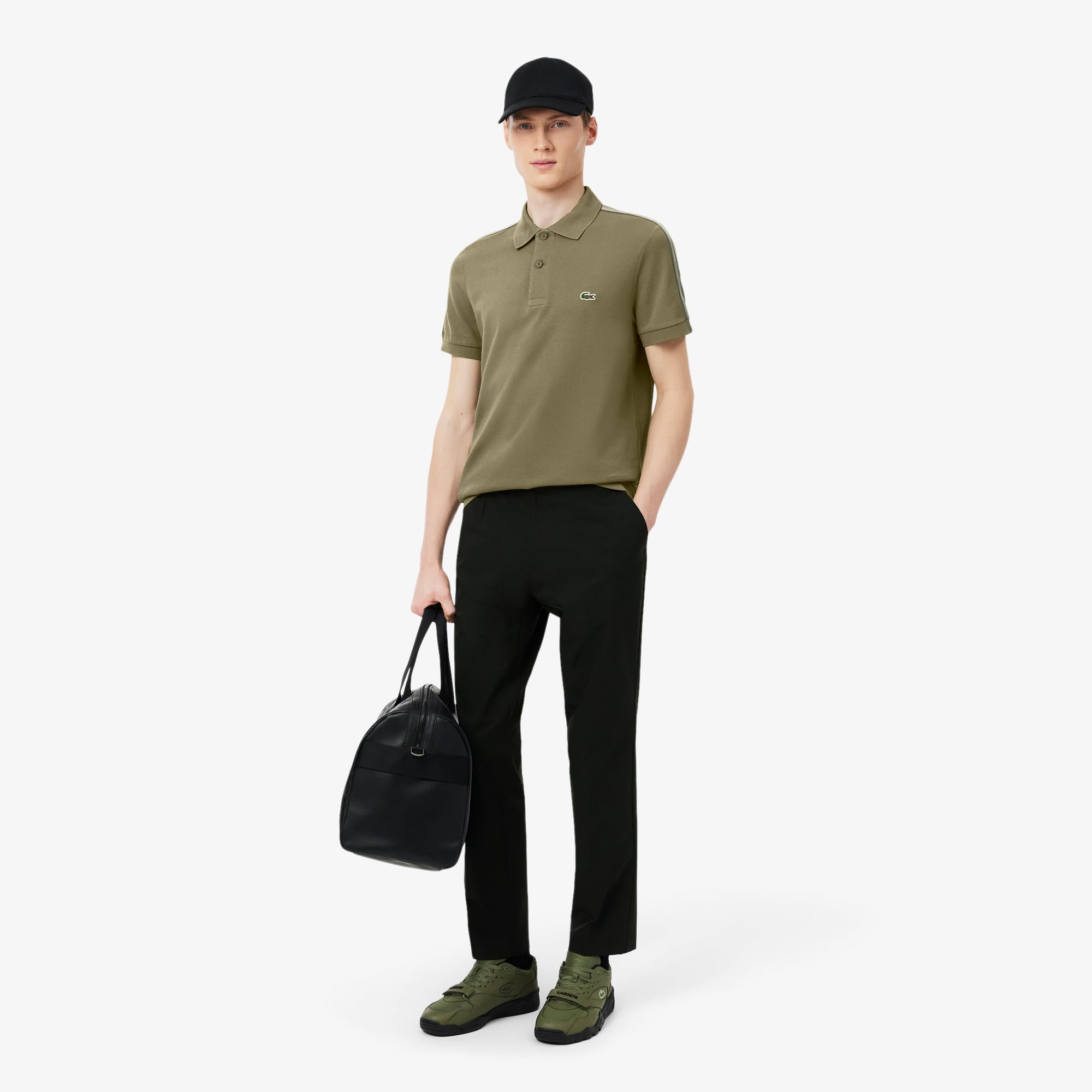 Áo Polo Lacoste Nam Dáng Suông Kẻ Sọc Có Logo