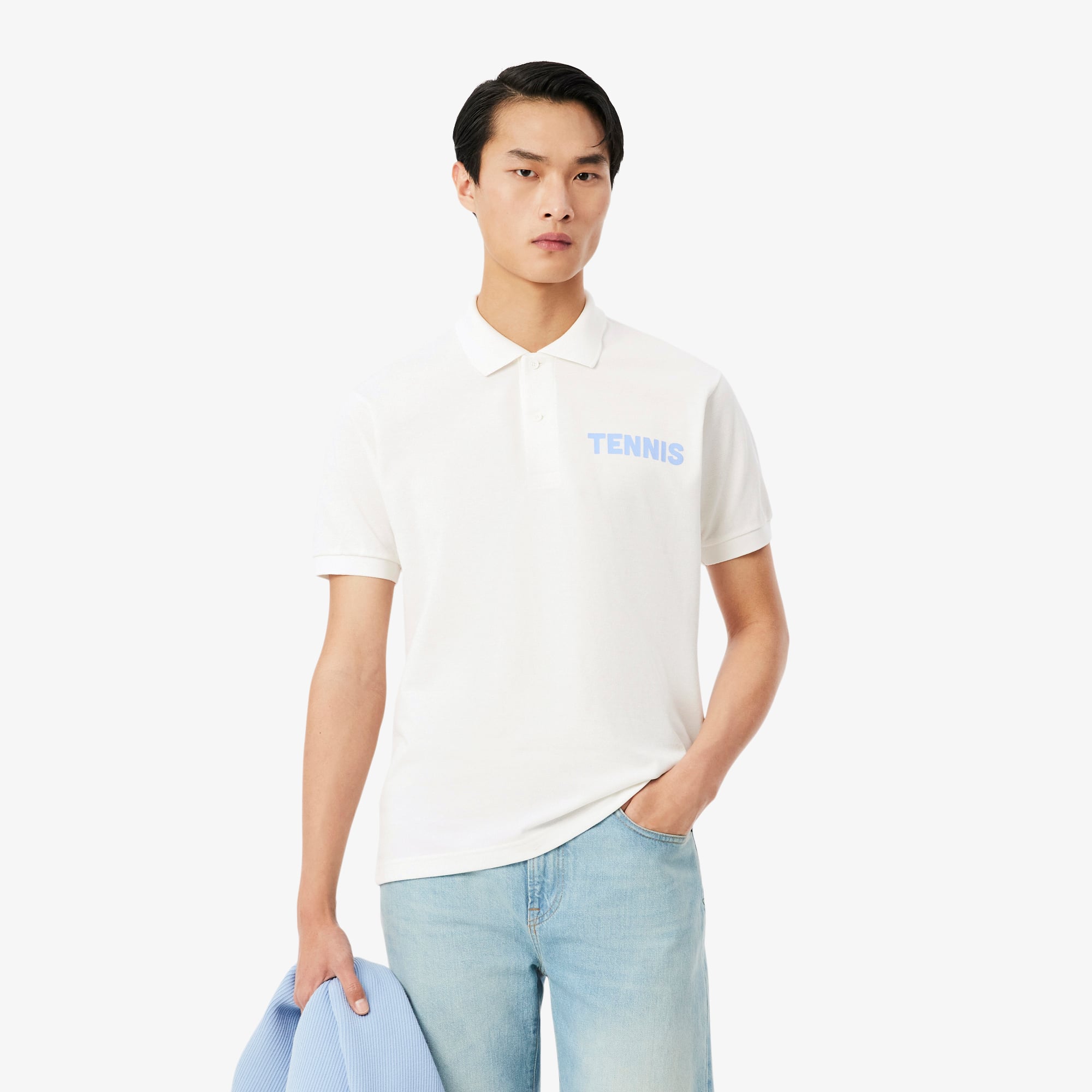 Áo Polo Lacoste Nam Dáng Cổ Điển Chất Liệu Petit Piqué In Họa Tiết