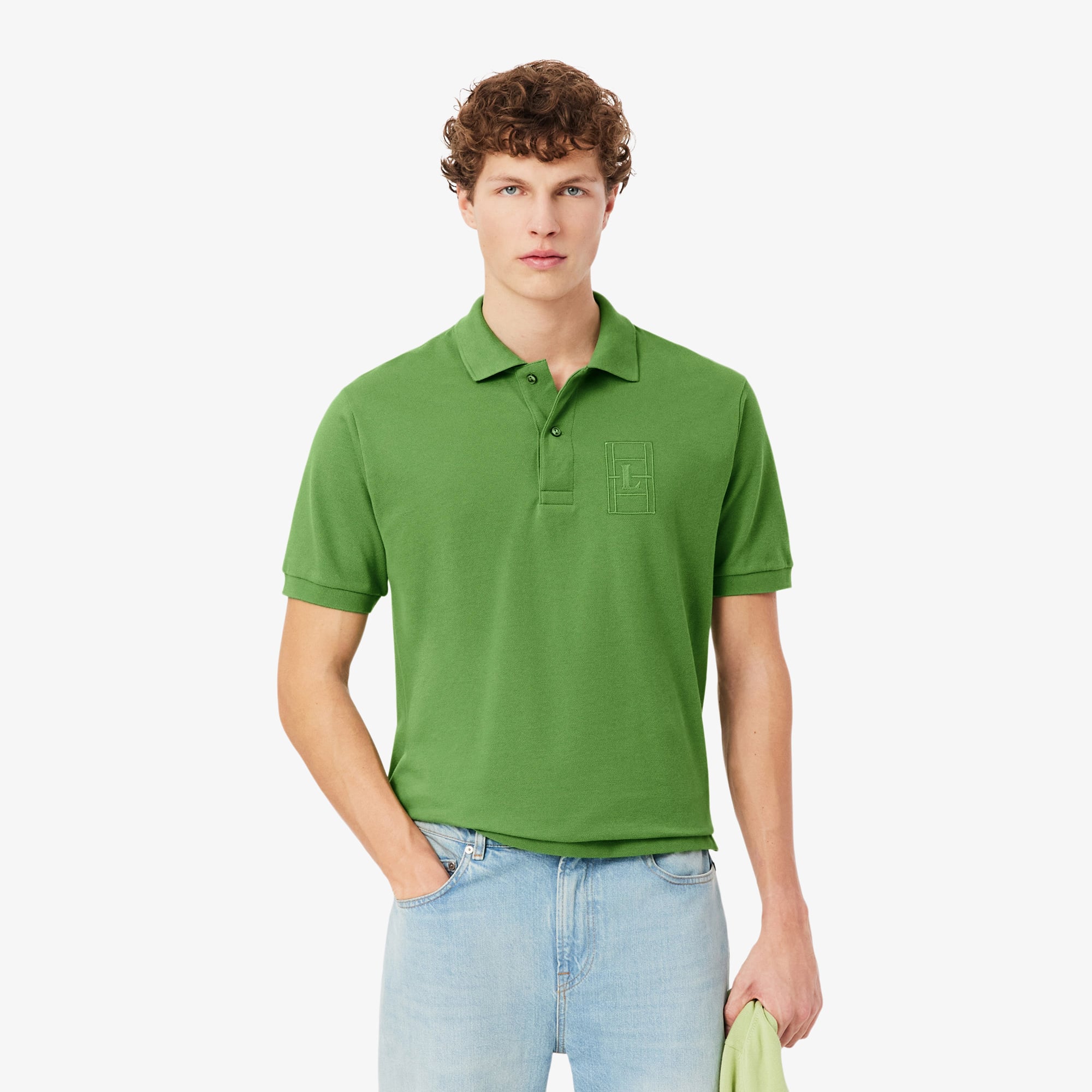 Áo Polo Lacoste Nam Dáng Cổ Điển Chất Liệu Petit Piqué Họa Tiết Thêu