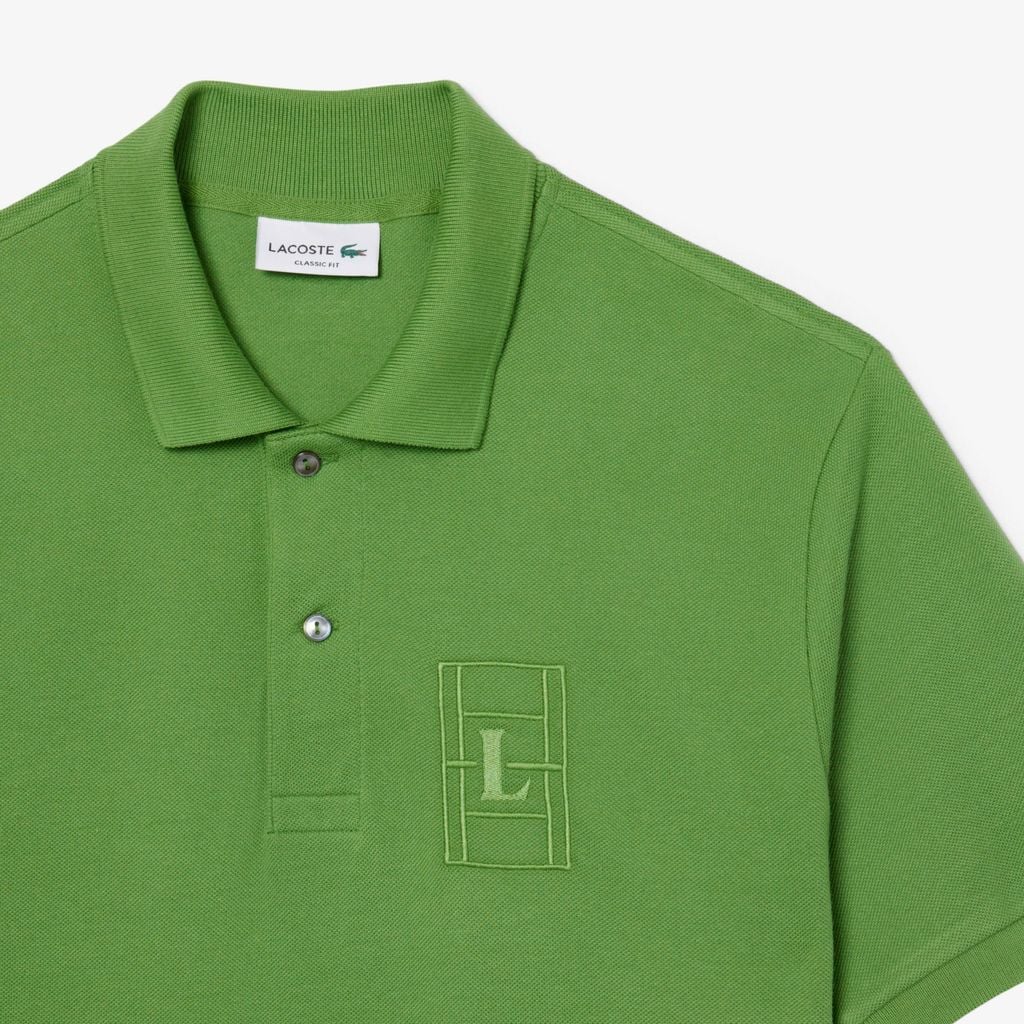 Áo Polo Lacoste Nam Dáng Cổ Điển Chất Liệu Petit Piqué Họa Tiết Thêu