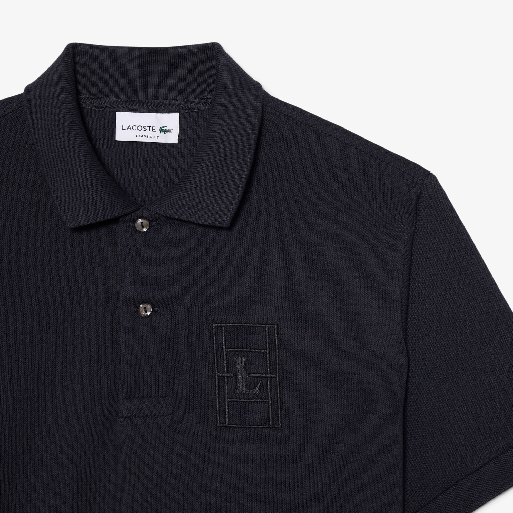 Áo Polo Lacoste Nam Dáng Cổ Điển Chất Liệu Petit Piqué Họa Tiết Thêu