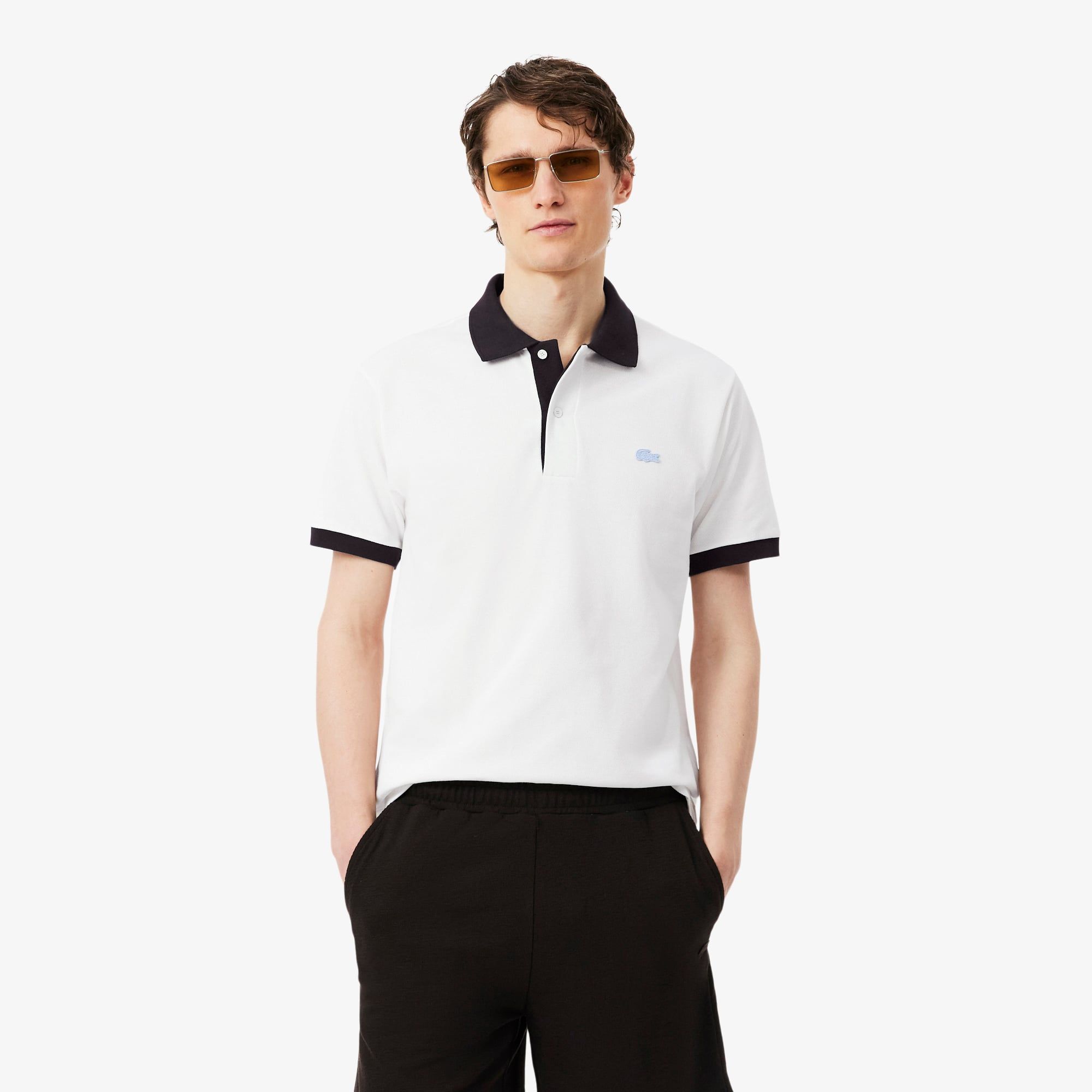 Áo Polo Lacoste Nam Dáng Cổ Điển Bo Gân Tương Phản