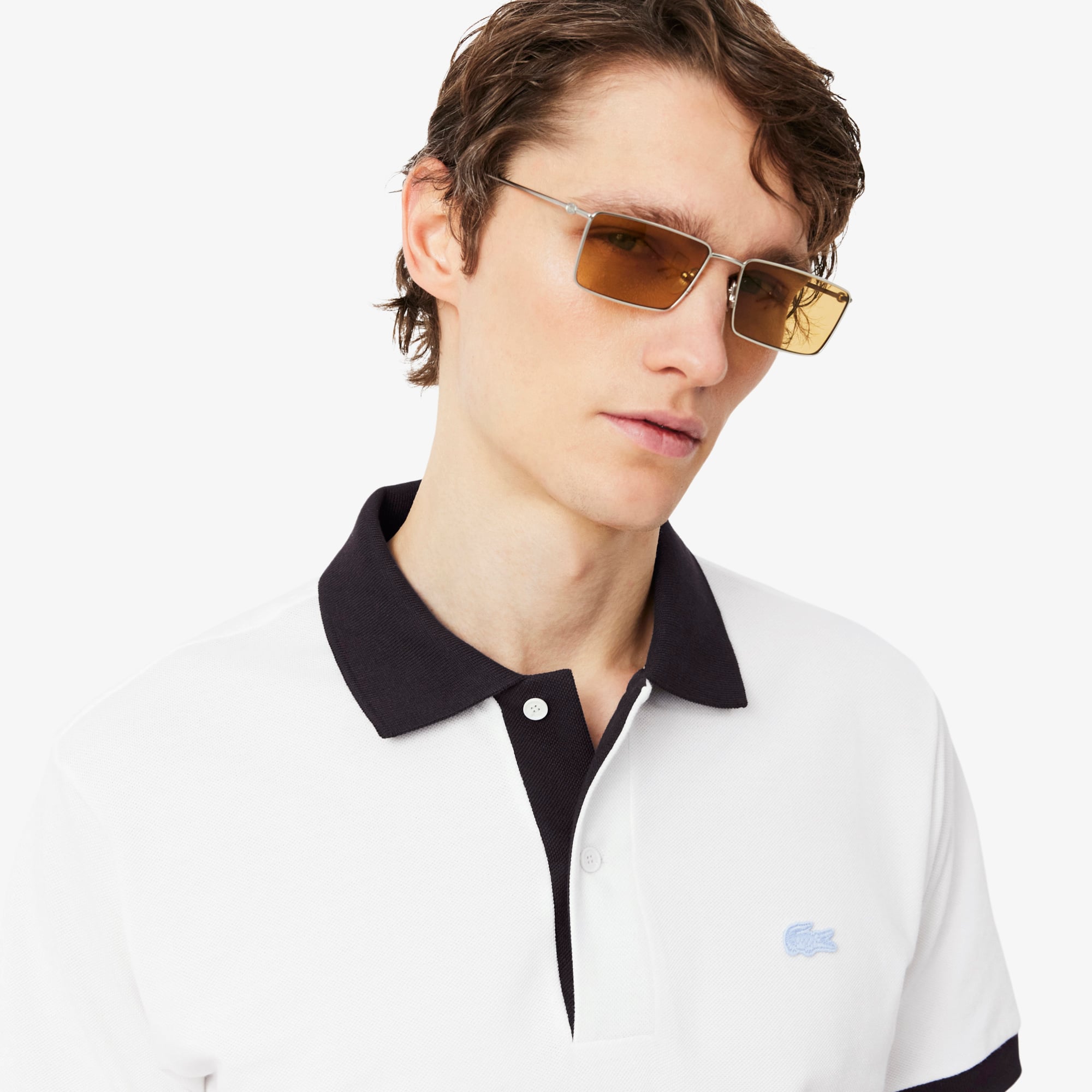 Áo Polo Lacoste Nam Dáng Cổ Điển Bo Gân Tương Phản