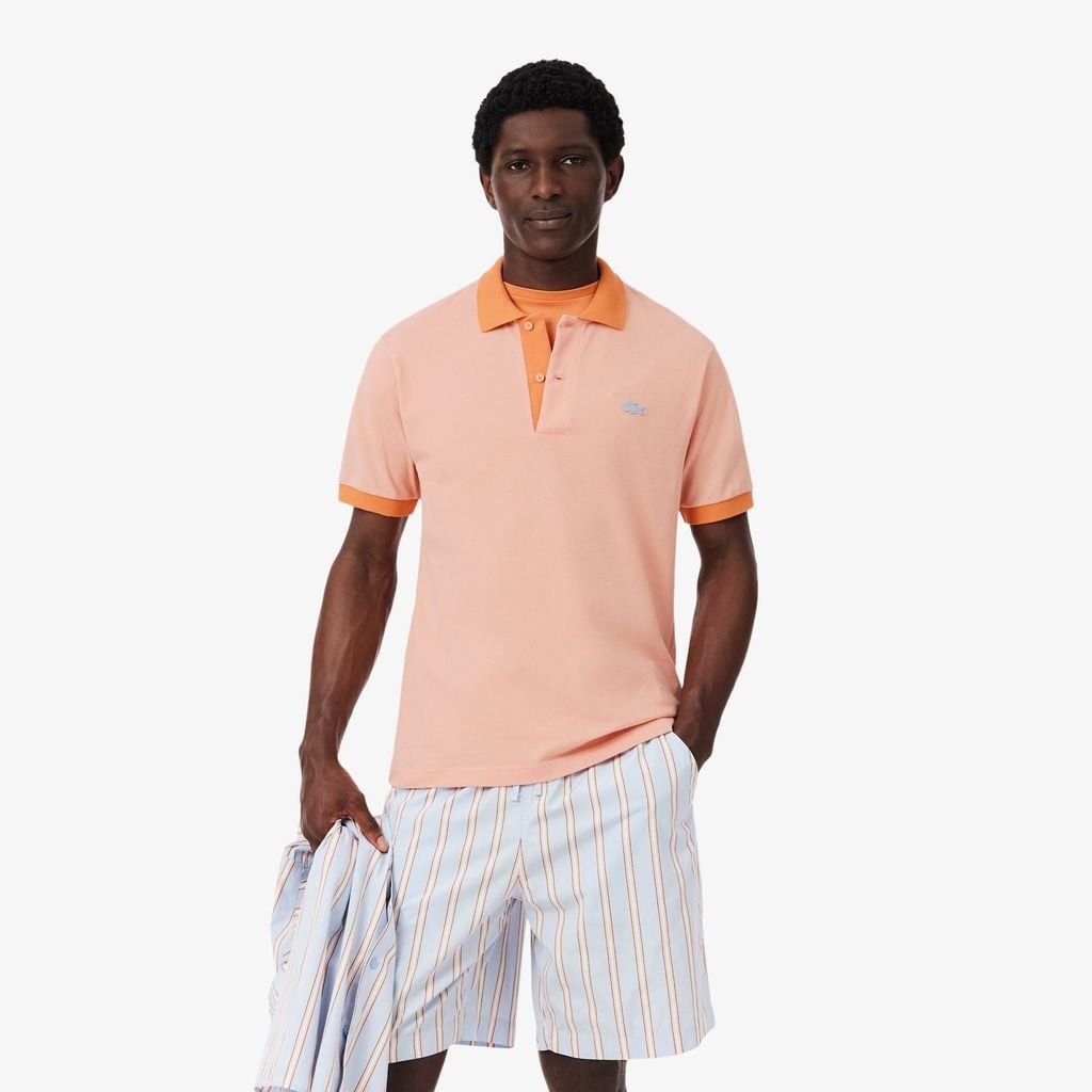 Áo Polo Lacoste Nam Dáng Cổ Điển Bo Gân Tương Phản