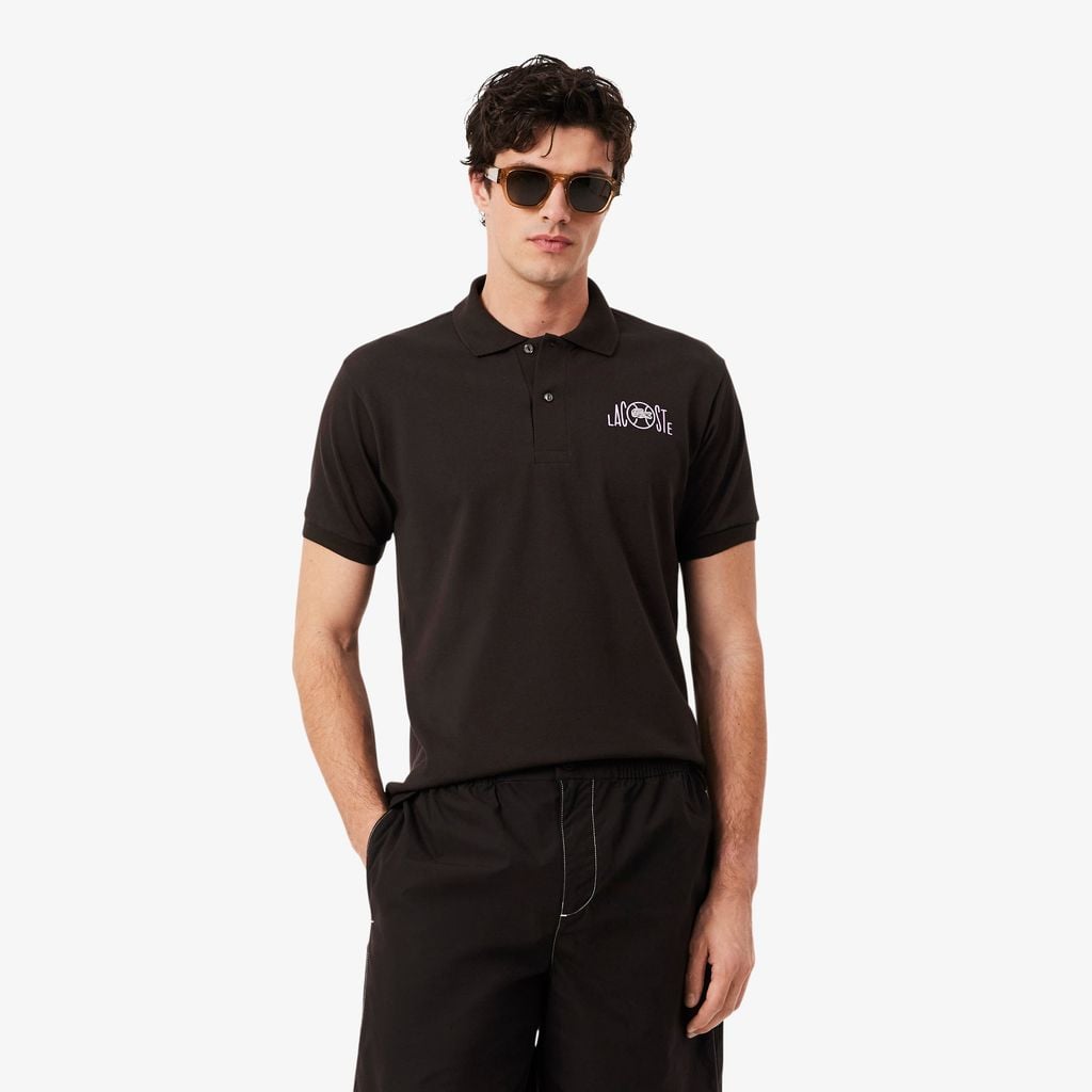 Áo Polo Lacoste Nam Dáng Cổ Điển Họa Tiết In Logo