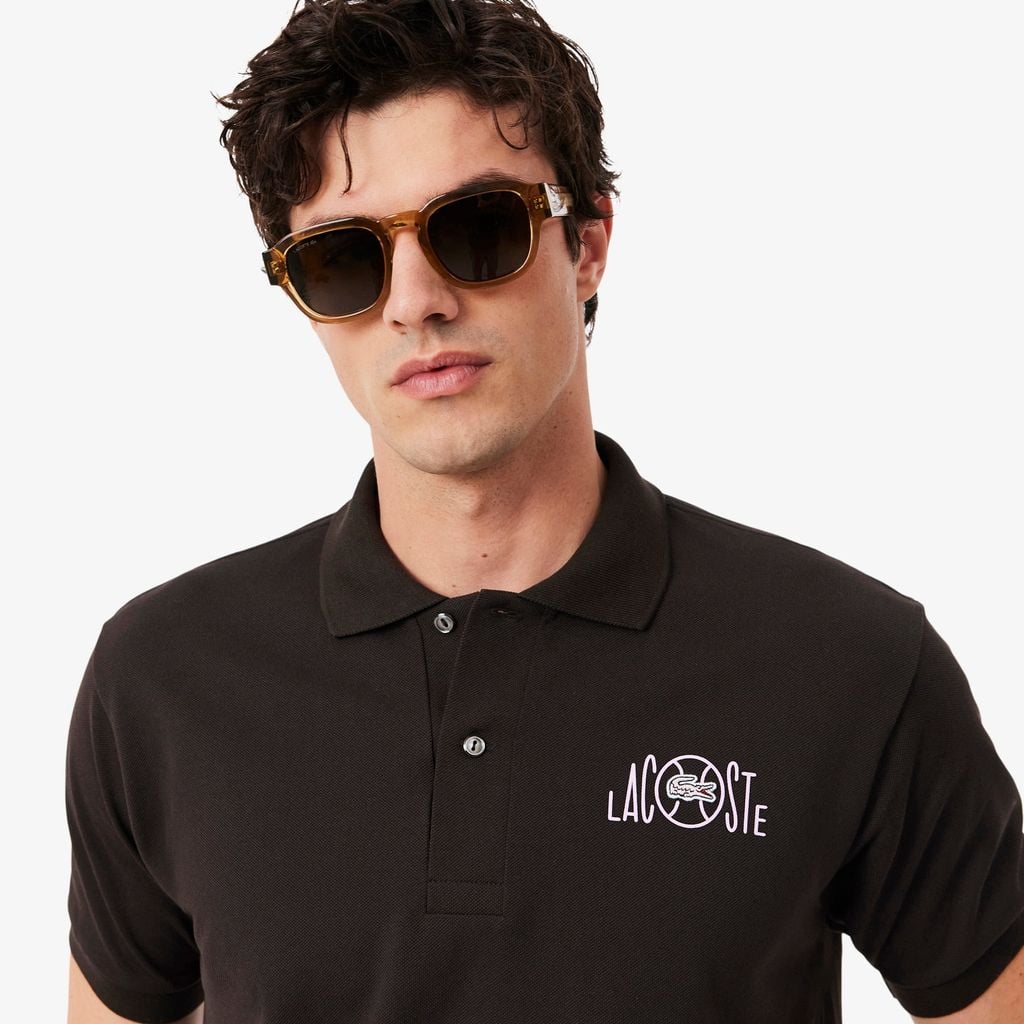 Áo Polo Lacoste Nam Dáng Cổ Điển Họa Tiết In Logo