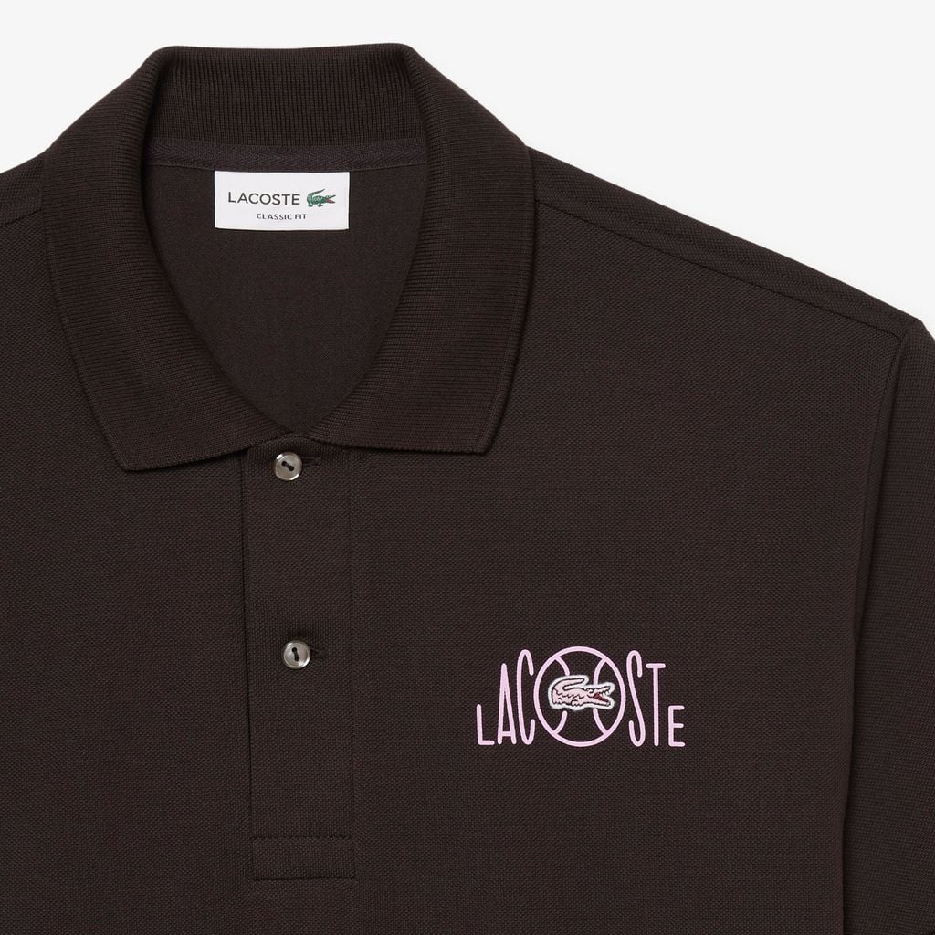Áo Polo Lacoste Nam Dáng Cổ Điển Họa Tiết In Logo