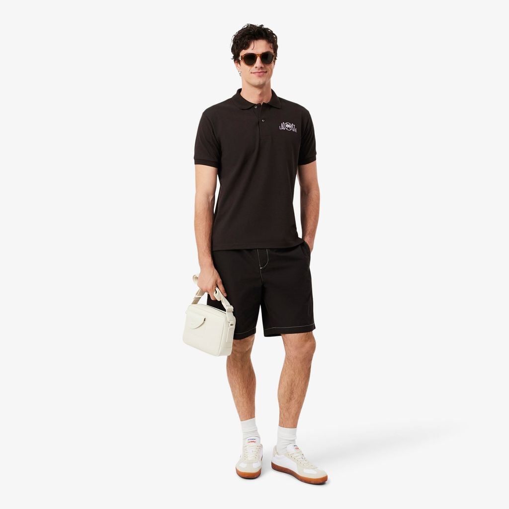 Áo Polo Lacoste Nam Dáng Cổ Điển Họa Tiết In Logo