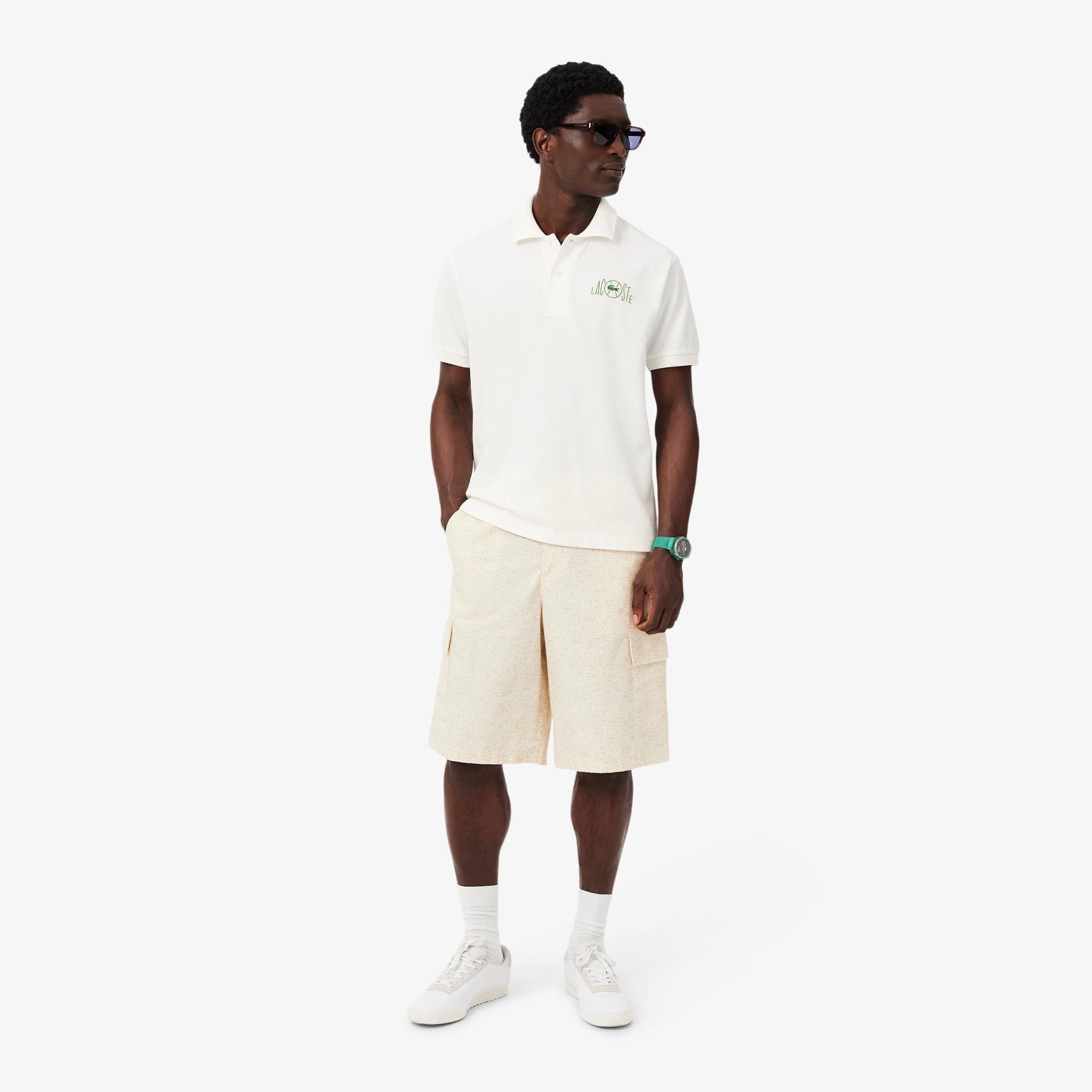 Áo Polo Lacoste Nam Dáng Cổ Điển Họa Tiết In Logo