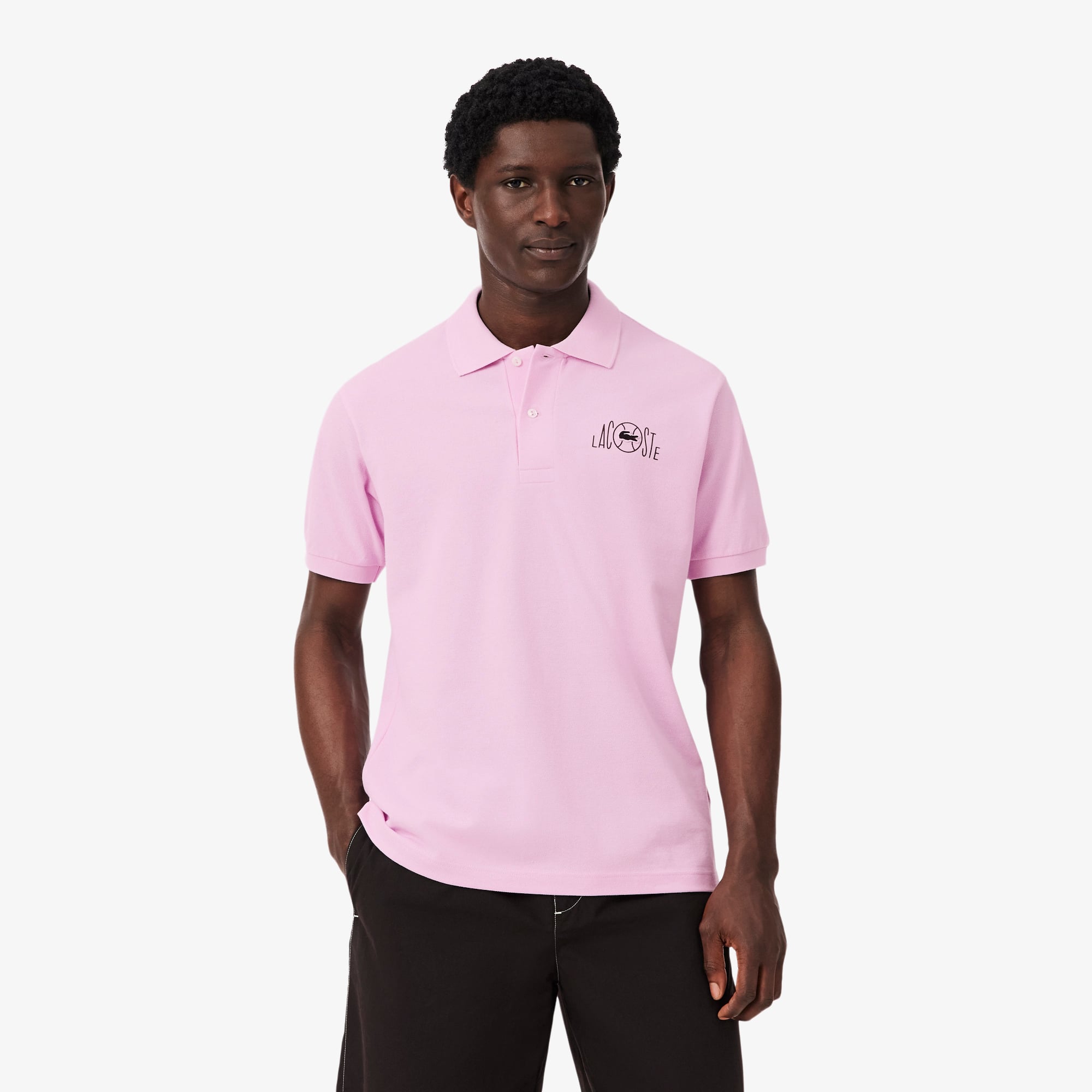 Áo Polo Lacoste Nam Dáng Cổ Điển Họa Tiết In Logo