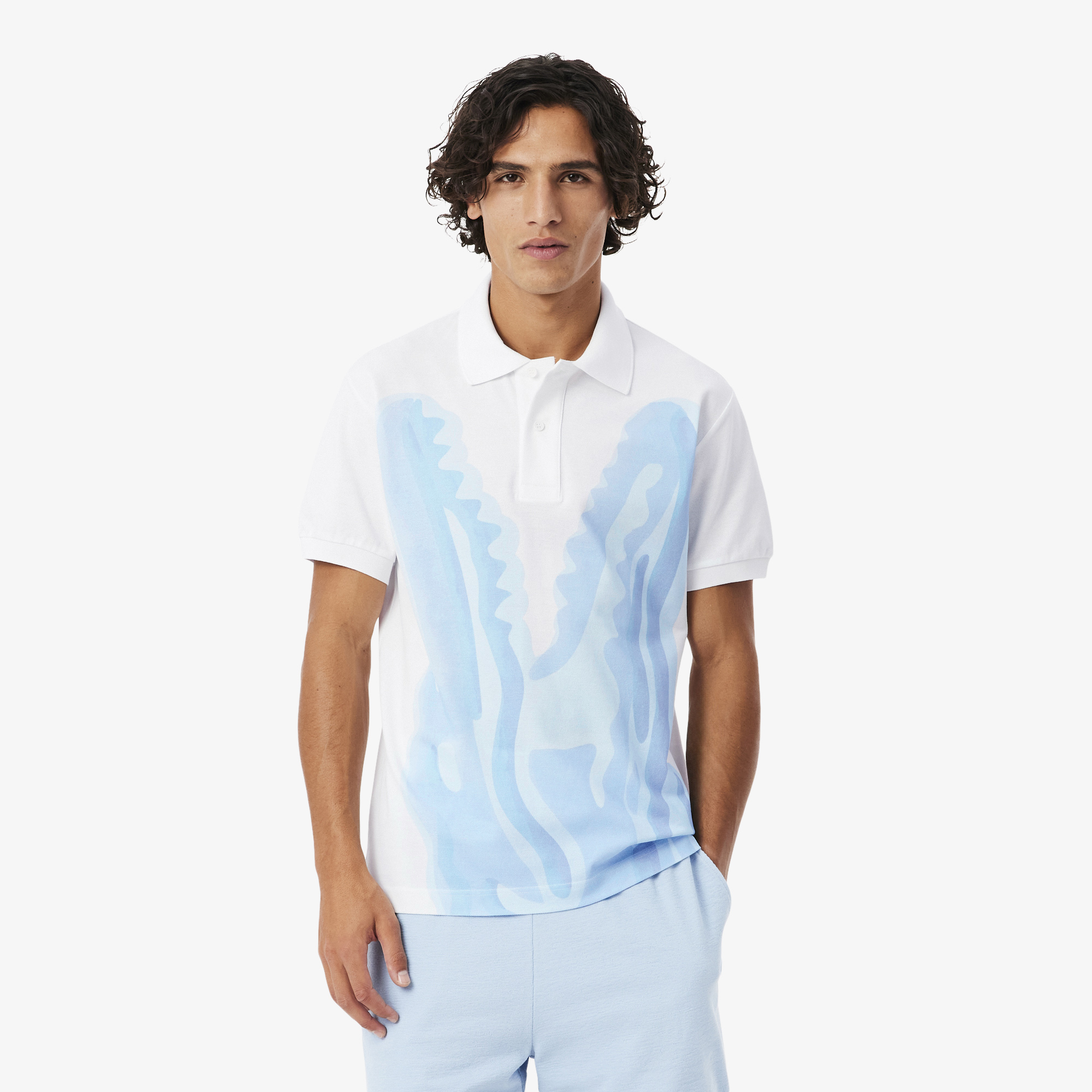 Áo Polo Lacoste Nam Dáng Cổ Điển Chất Liệu Piqué In Hình