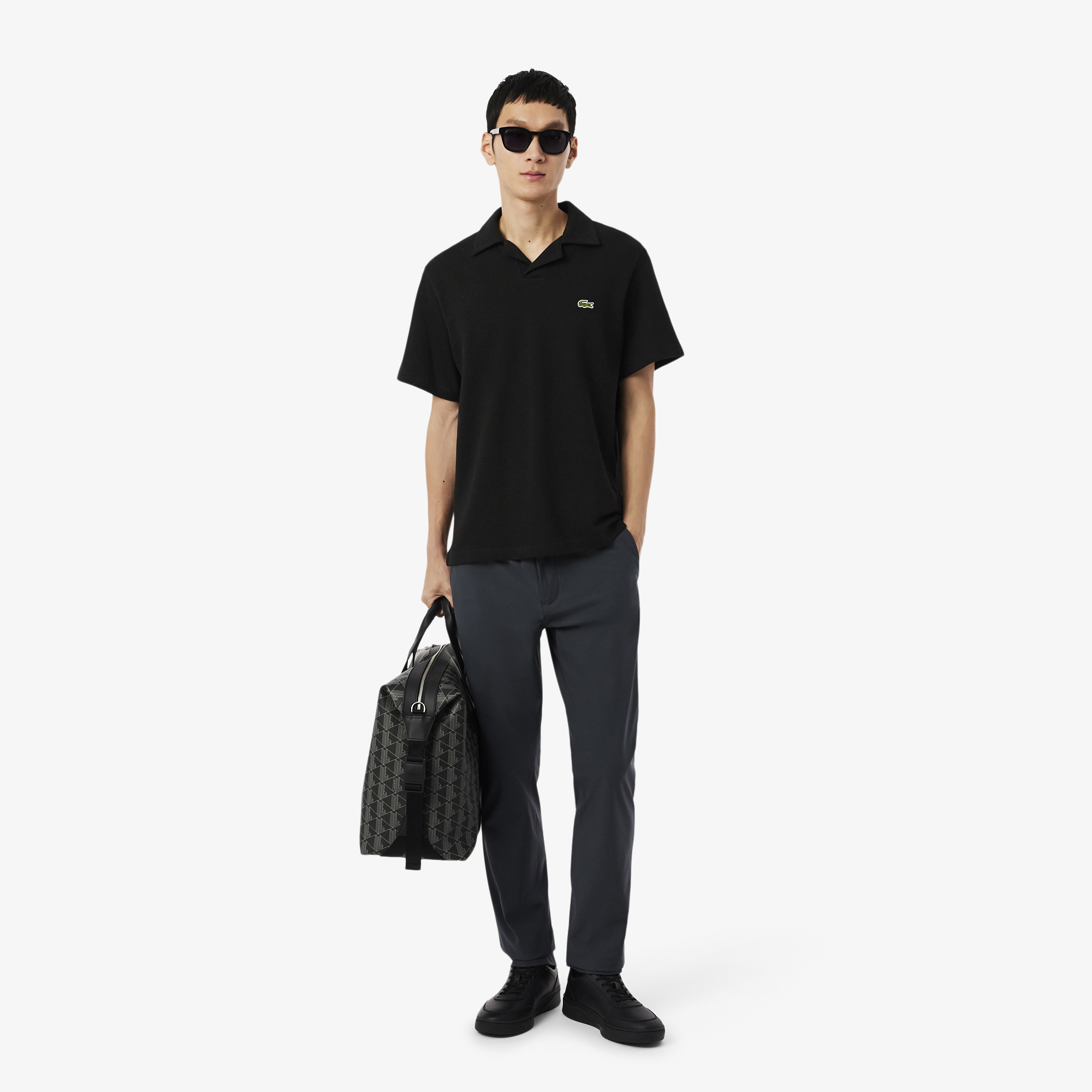 Áo Polo Lacoste Nam Dáng Cổ Điển Chất Liệu Cotton-Linen