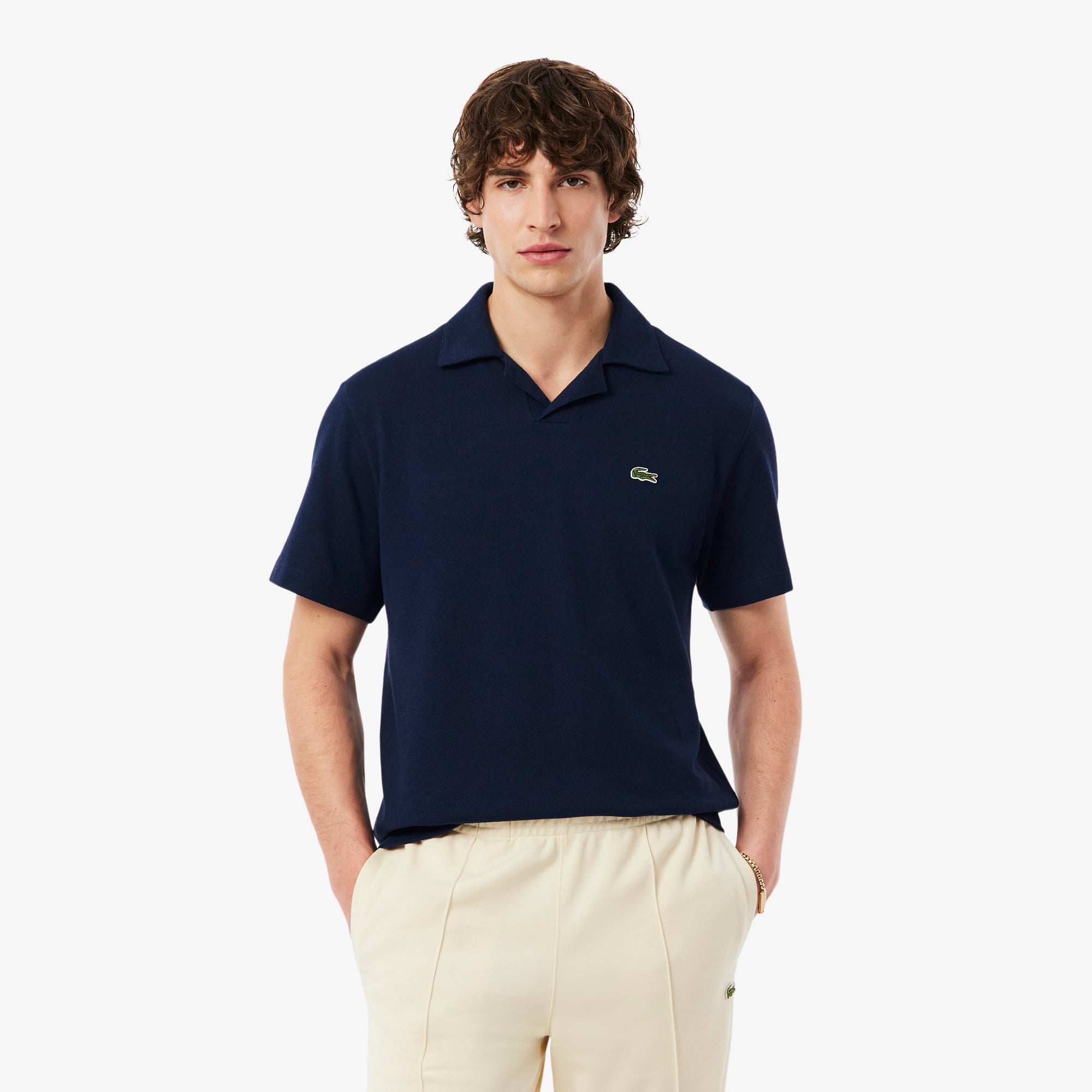 Áo Polo Lacoste Nam Dáng Cổ Điển Chất Liệu Cotton-Linen