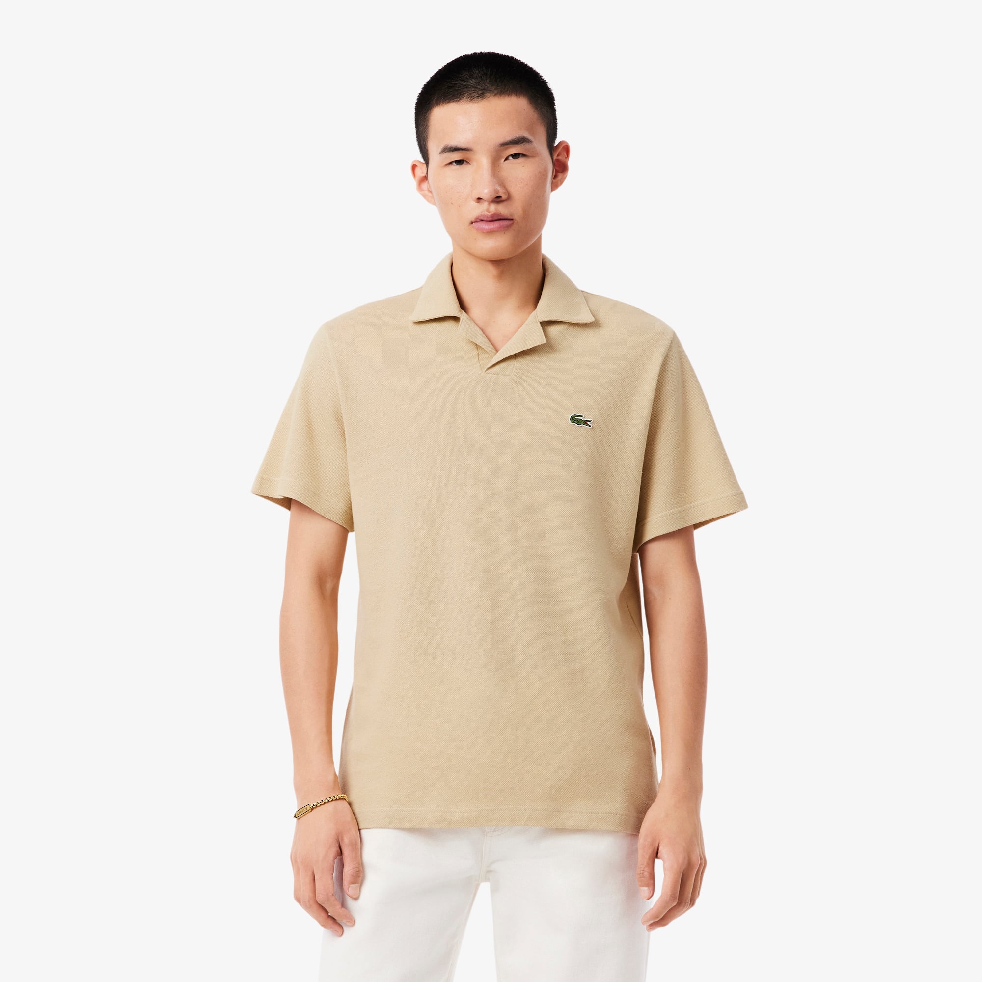 Áo Polo Lacoste Nam Dáng Cổ Điển Chất Liệu Cotton-Linen