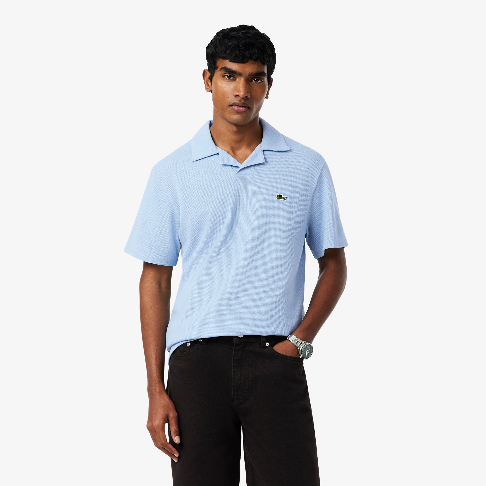 Áo Polo Lacoste Nam Dáng Cổ Điển Chất Liệu Cotton-Linen
