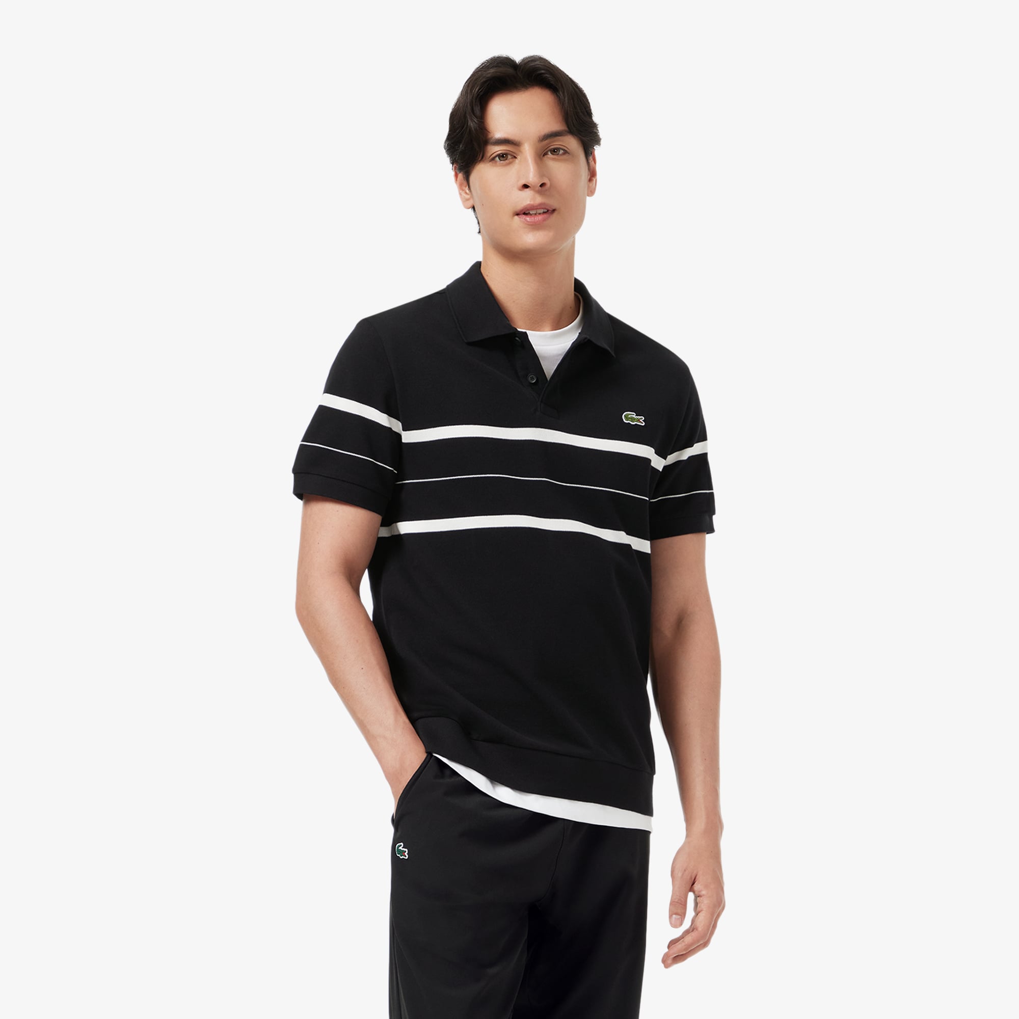 Áo Polo Lacoste Nam Dáng Cổ Điển Họa Tiết Sọc