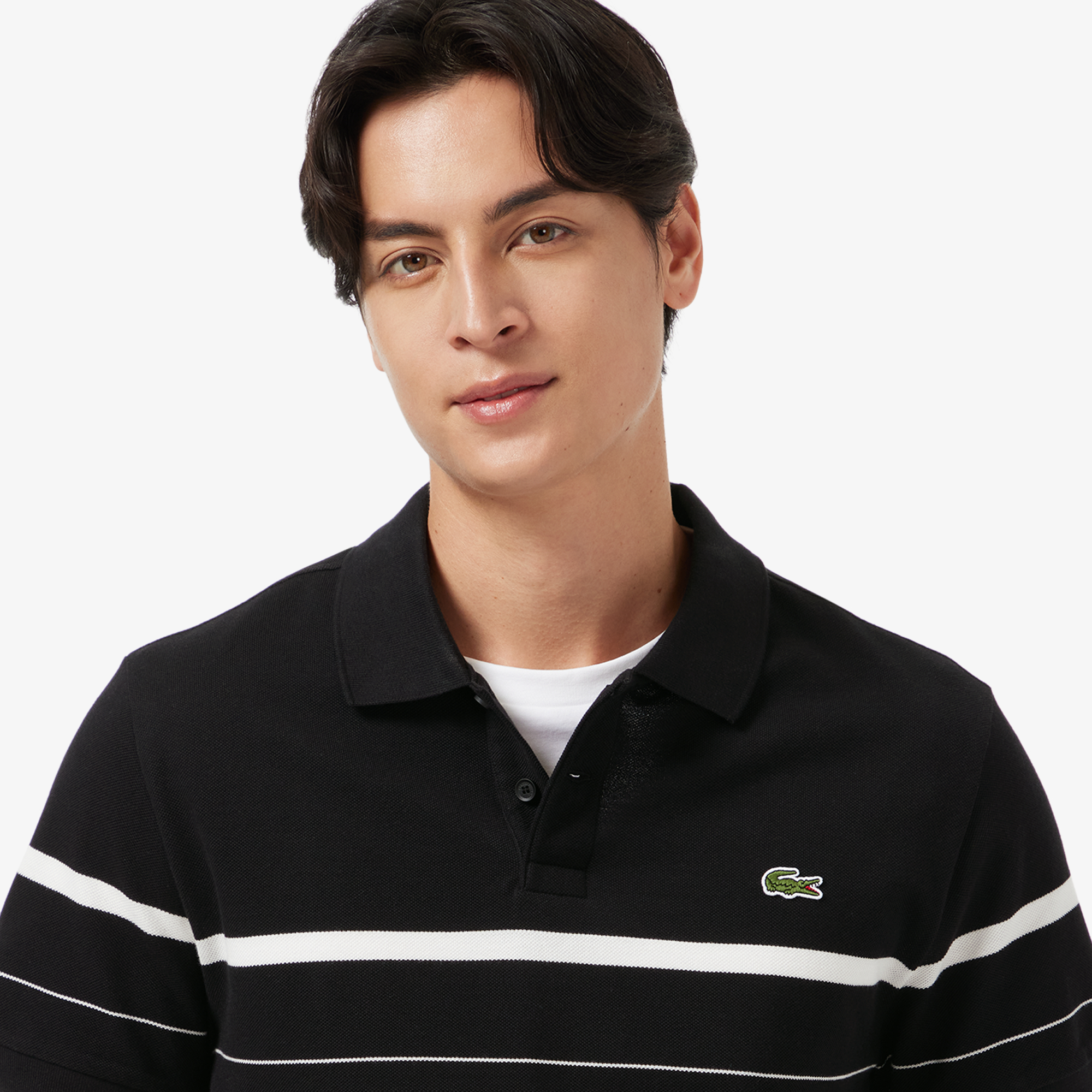 Áo Polo Lacoste Nam Dáng Cổ Điển Họa Tiết Sọc