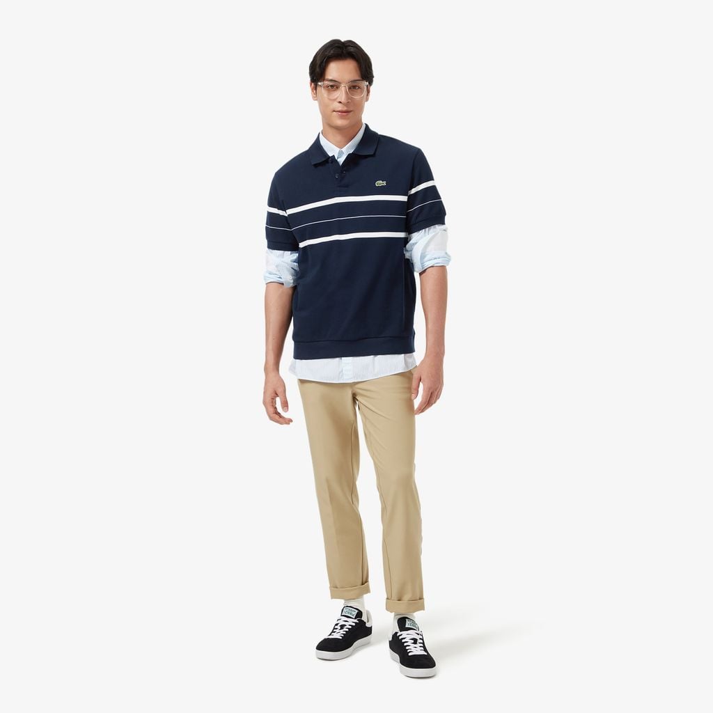 Áo Polo Lacoste Nam Dáng Cổ Điển Họa Tiết Sọc
