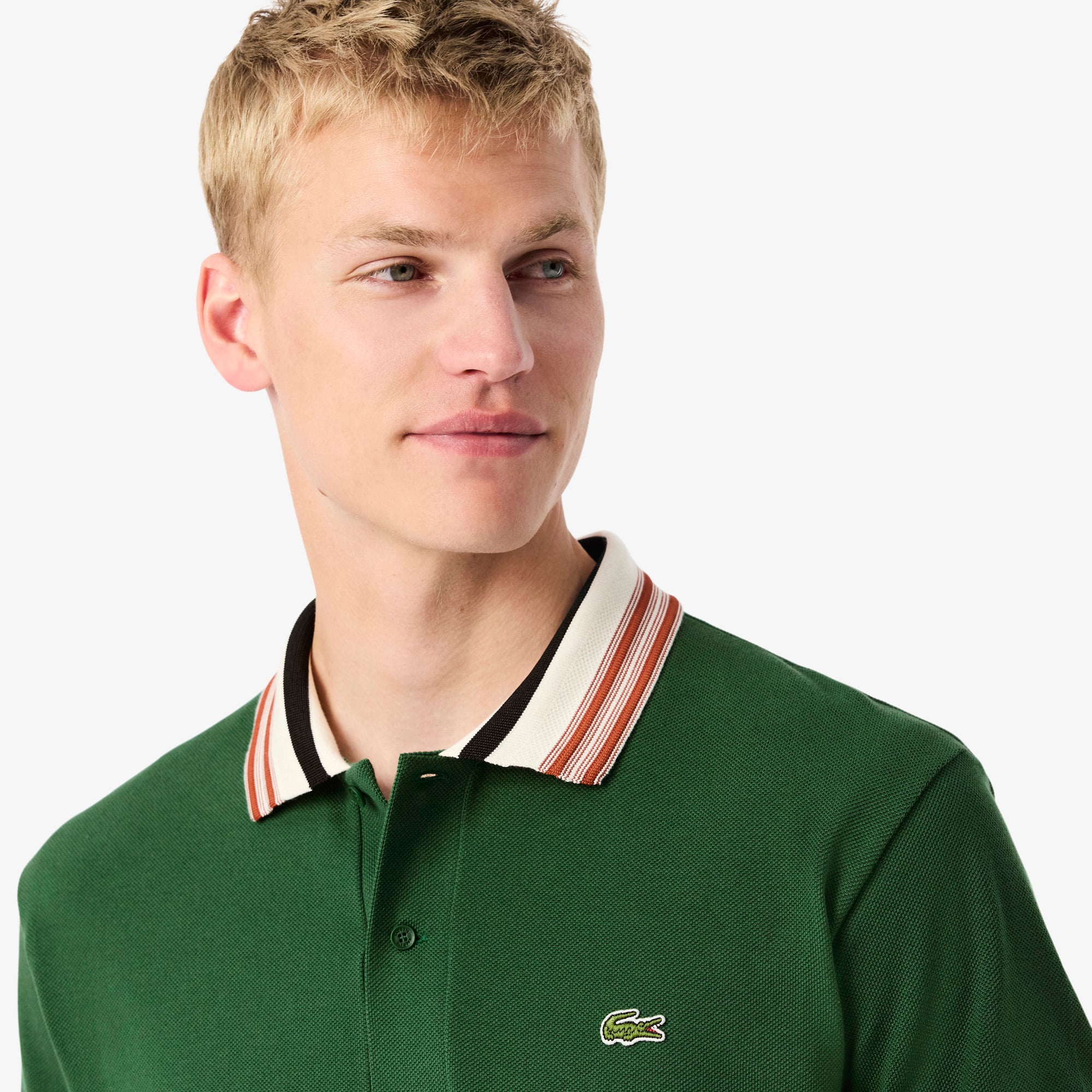 Áo Polo Lacoste Nam Dáng Cổ Điển Cổ Sọc Sản Xuất Tại Pháp