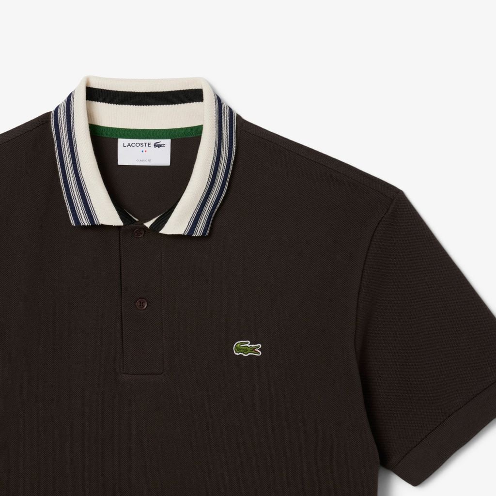 Áo Polo Lacoste Nam Dáng Cổ Điển Cổ Sọc Sản Xuất Tại Pháp