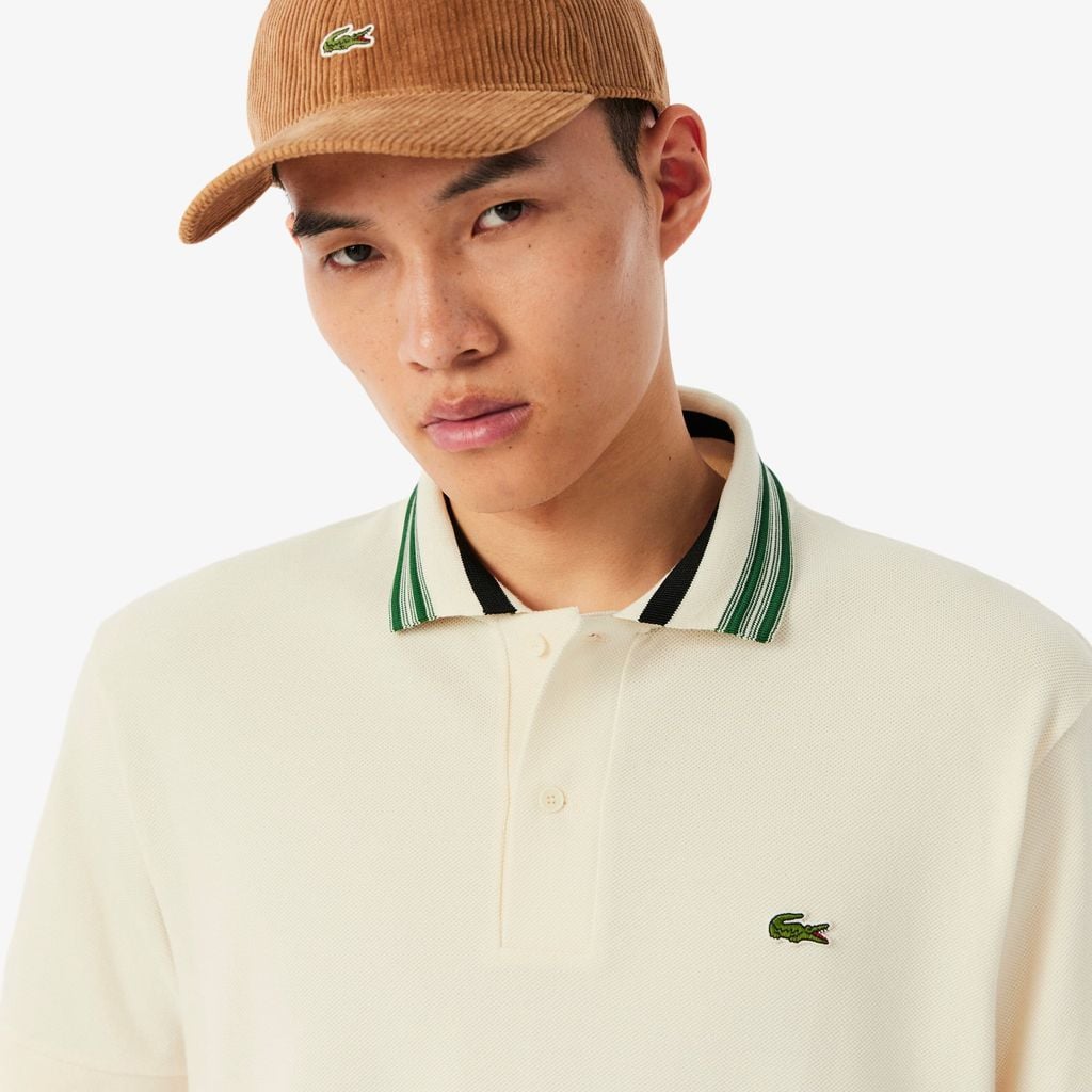 Áo Polo Lacoste Nam Dáng Cổ Điển Cổ Sọc Sản Xuất Tại Pháp