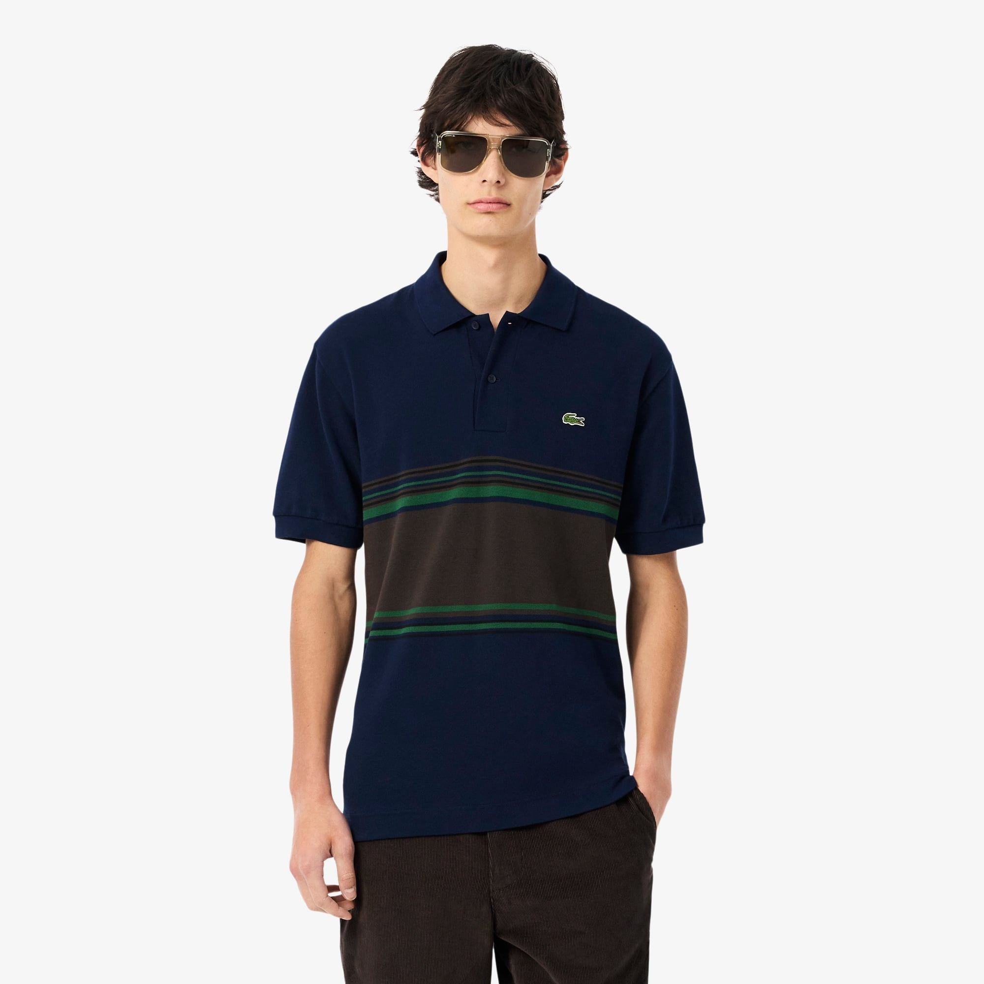 Áo Polo Lacoste Nam Dáng Cổ Điển Sọc Sản Xuất Tại Pháp