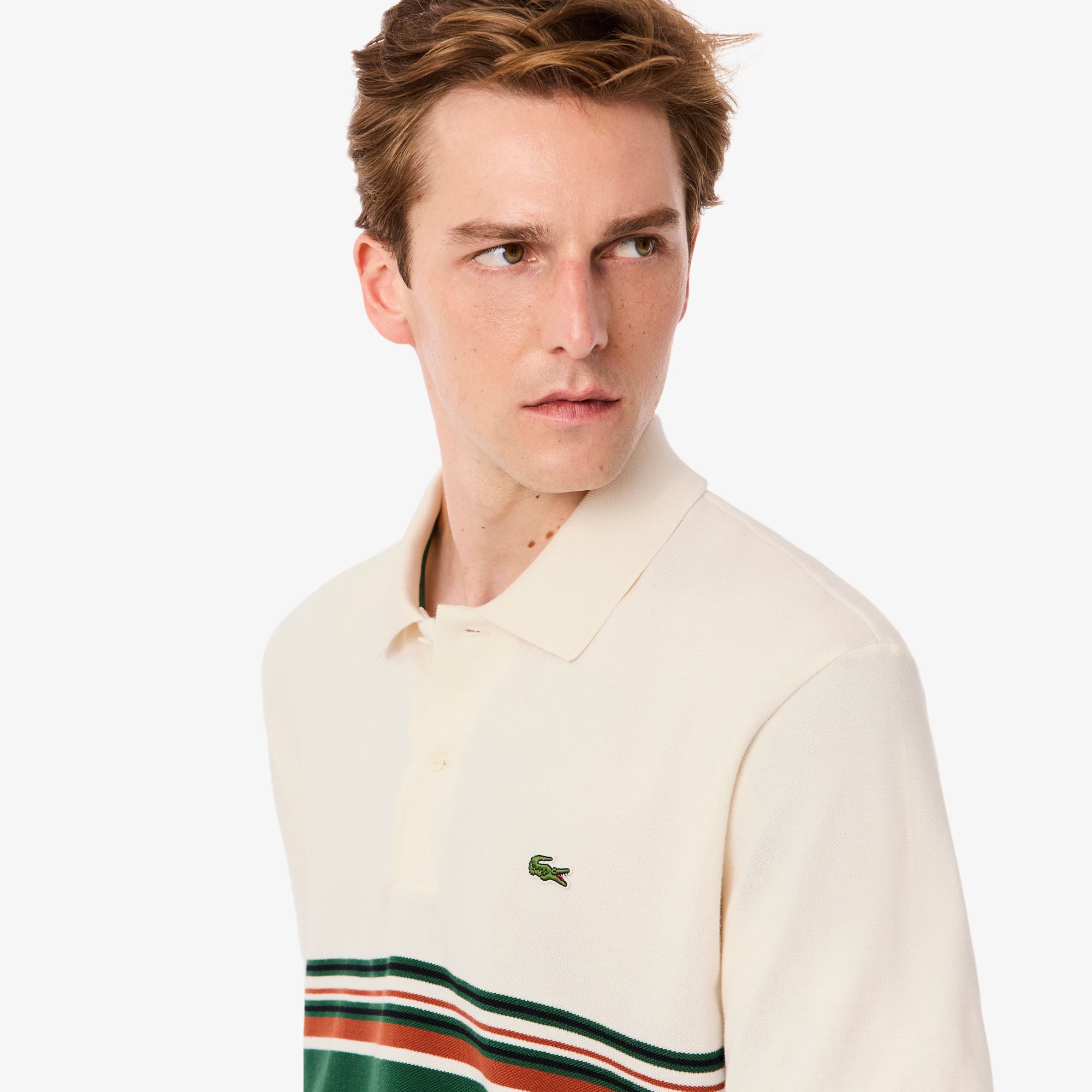 Áo Polo Lacoste Nam Dáng Cổ Điển Sọc Sản Xuất Tại Pháp