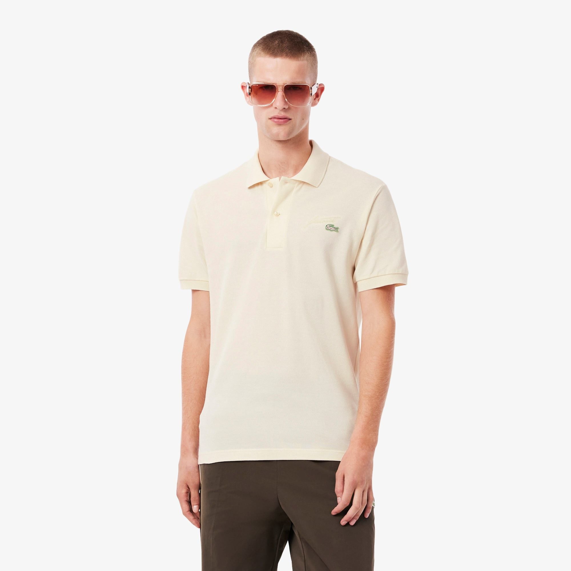 Áo Polo Lacoste Nam Dáng Cổ Điển Piqué Thêu Họa Tiết