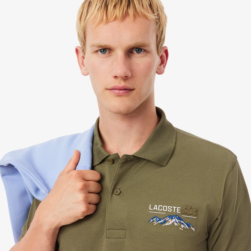 Áo Polo Lacoste Nam Dáng Cổ Điển Piqué Thêu Họa Tiết