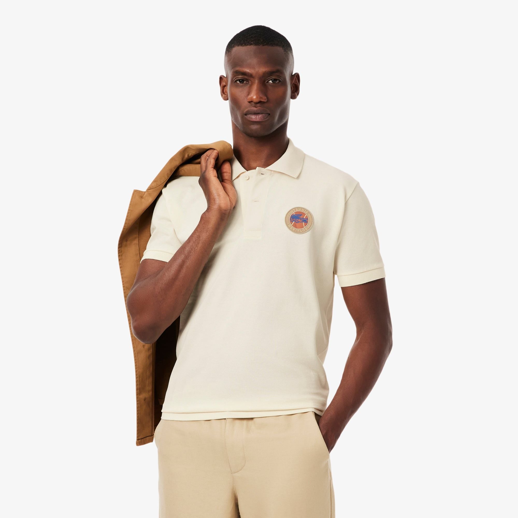 Áo Polo Lacoste Nam Dáng Cổ Điển Có Huy Hiệu Petit Piqué
