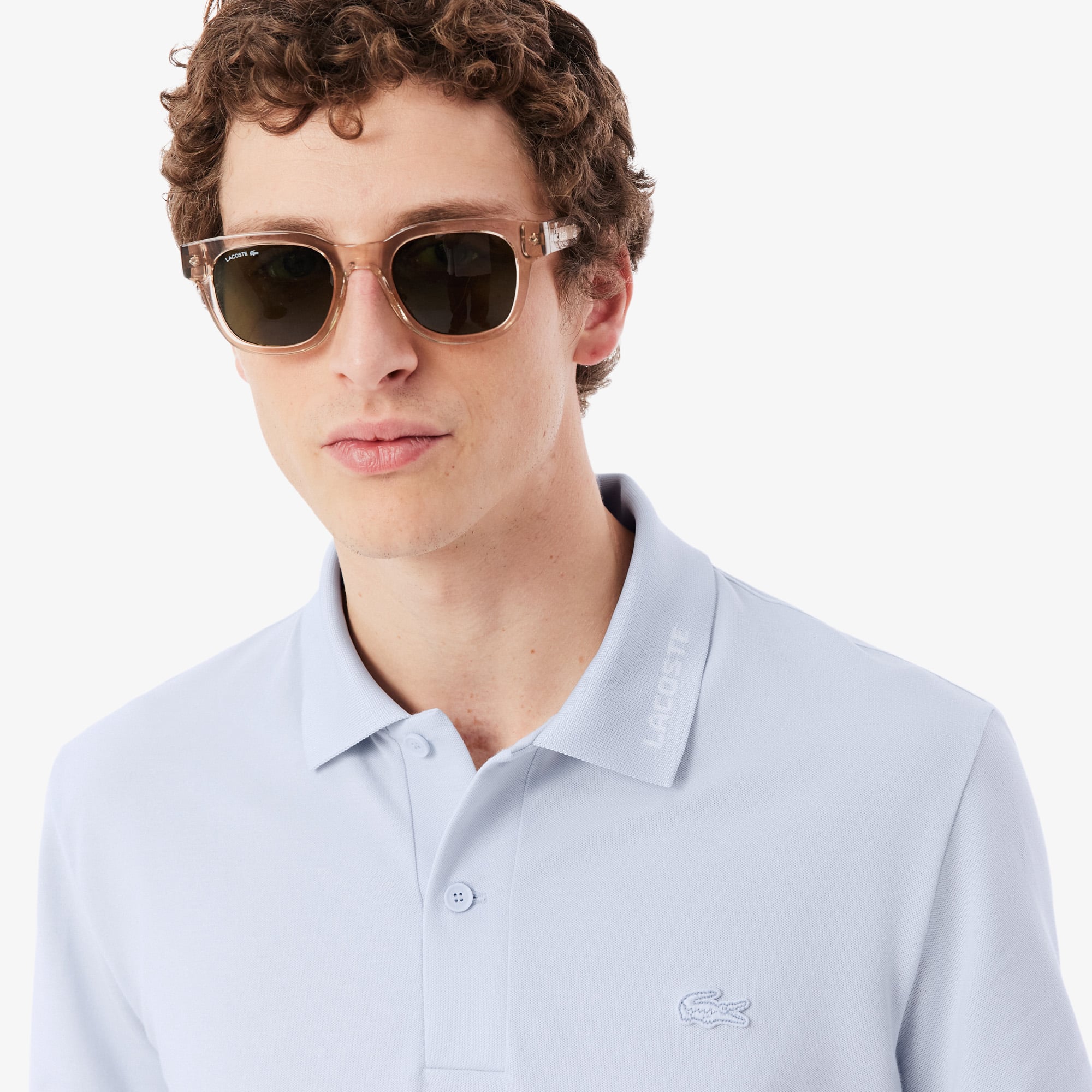 Áo Polo Lacoste Nam Ôm Dáng Chất Liệu Piqué Dệt Nổi Có Logo