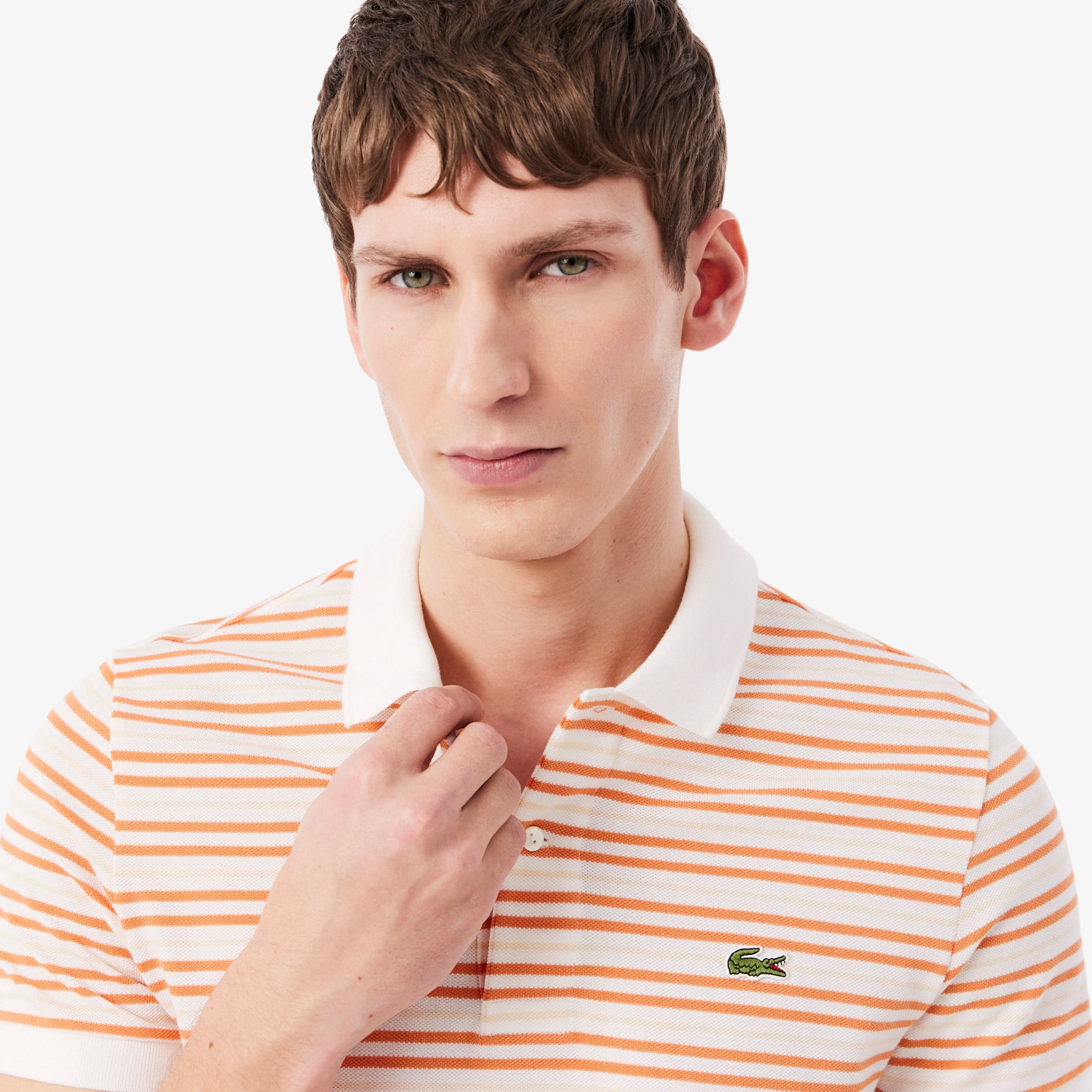 Áo Polo Lacoste Nam Dáng Cổ Điển Chất Liệu Petit Piqué Kẻ Sọc