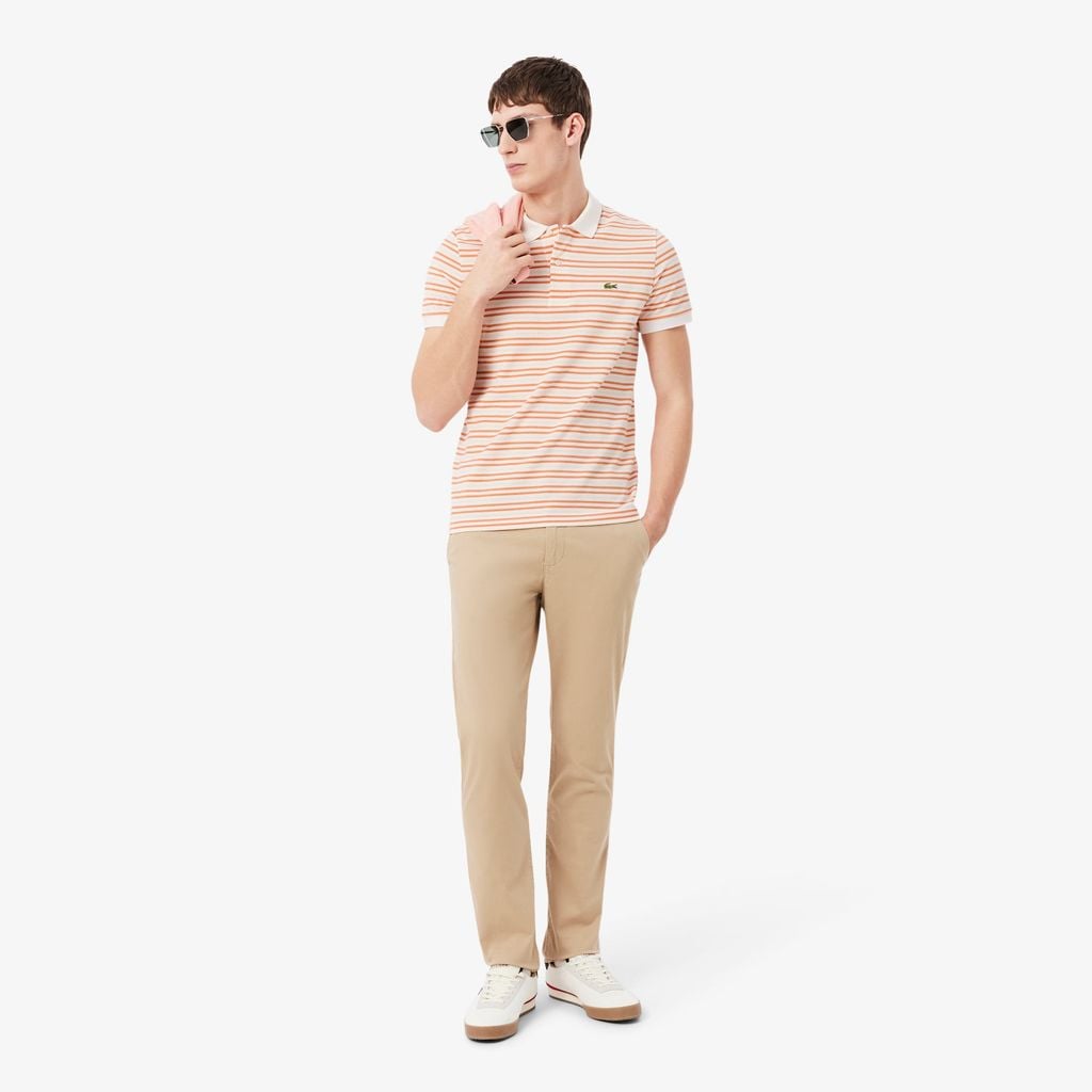 Áo Polo Lacoste Nam Dáng Cổ Điển Chất Liệu Petit Piqué Kẻ Sọc