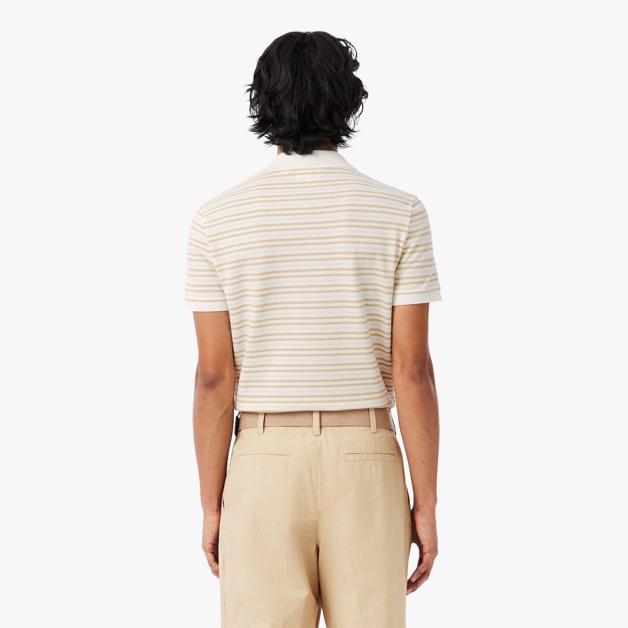 Áo Polo Lacoste Nam Dáng Cổ Điển Chất Liệu Petit Piqué Kẻ Sọc
