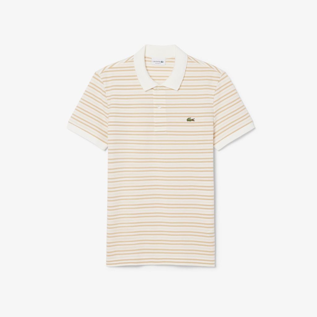 Áo Polo Lacoste Nam Dáng Cổ Điển Chất Liệu Petit Piqué Kẻ Sọc