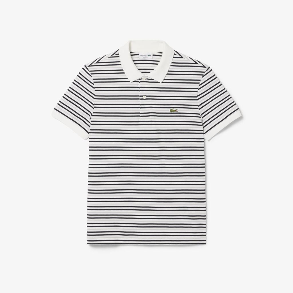 Áo Polo Lacoste Nam Dáng Cổ Điển Chất Liệu Petit Piqué Kẻ Sọc