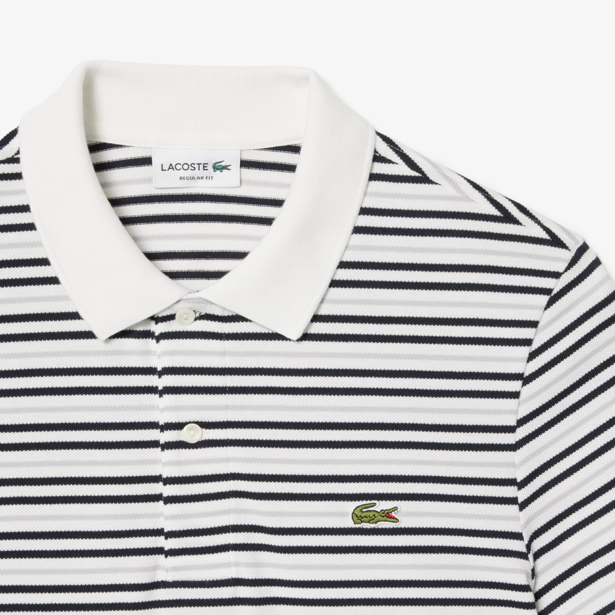 Áo Polo Lacoste Nam Dáng Cổ Điển Chất Liệu Petit Piqué Kẻ Sọc