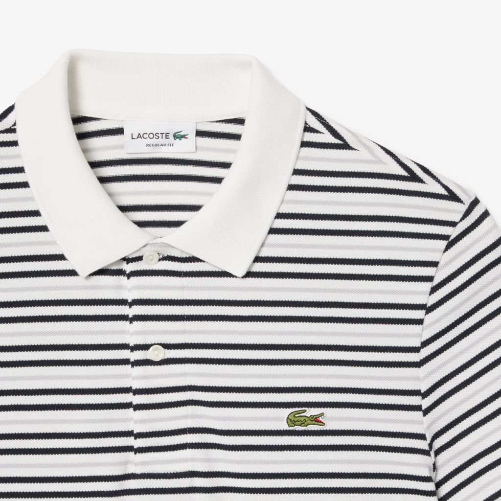 Áo Polo Lacoste Nam Dáng Cổ Điển Chất Liệu Petit Piqué Kẻ Sọc