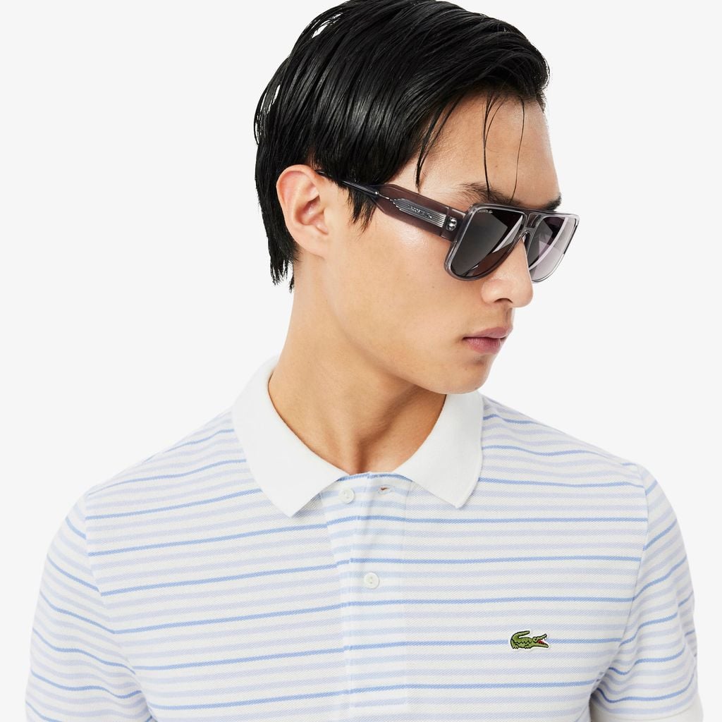 Áo Polo Lacoste Nam Dáng Cổ Điển Chất Liệu Petit Piqué Kẻ Sọc
