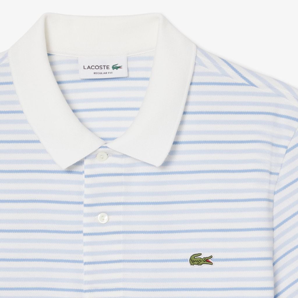 Áo Polo Lacoste Nam Dáng Cổ Điển Chất Liệu Petit Piqué Kẻ Sọc