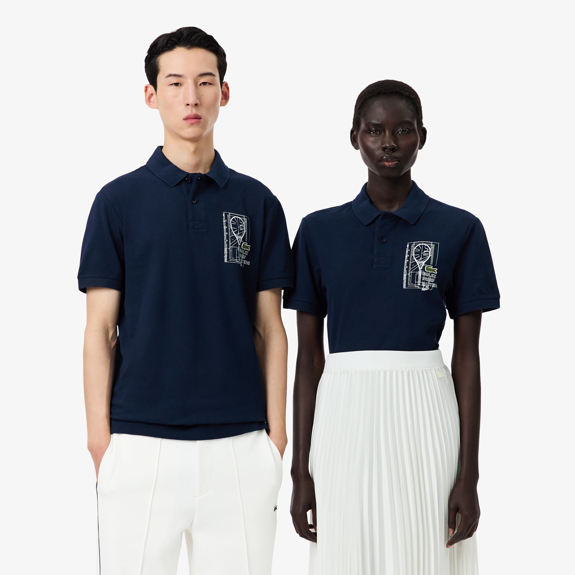 Áo Polo Lacoste Unisex Dáng Suông Phiên Bản Rolex Paris Masters