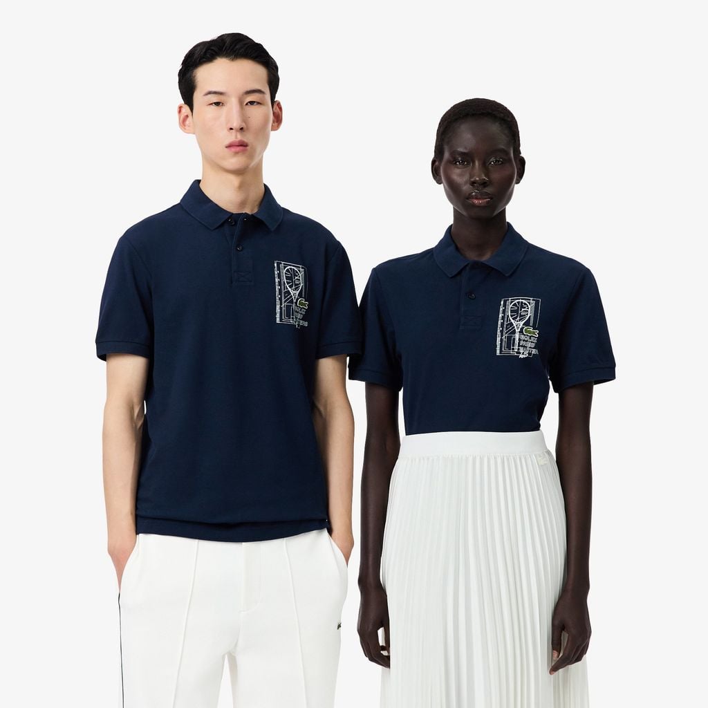 Áo Polo Lacoste Unisex Dáng Suông Phiên Bản Rolex Paris Masters