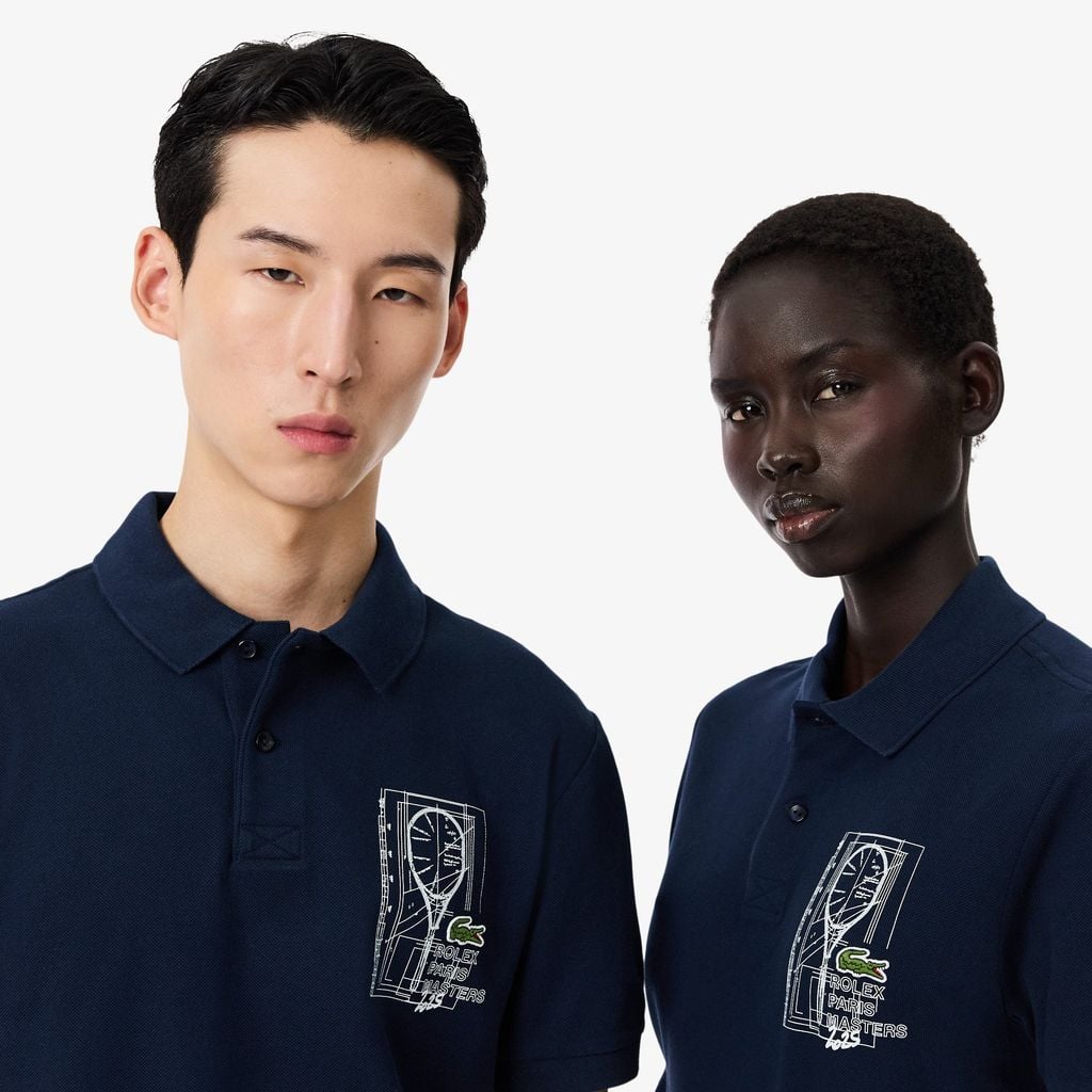 Áo Polo Lacoste Unisex Dáng Suông Phiên Bản Rolex Paris Masters