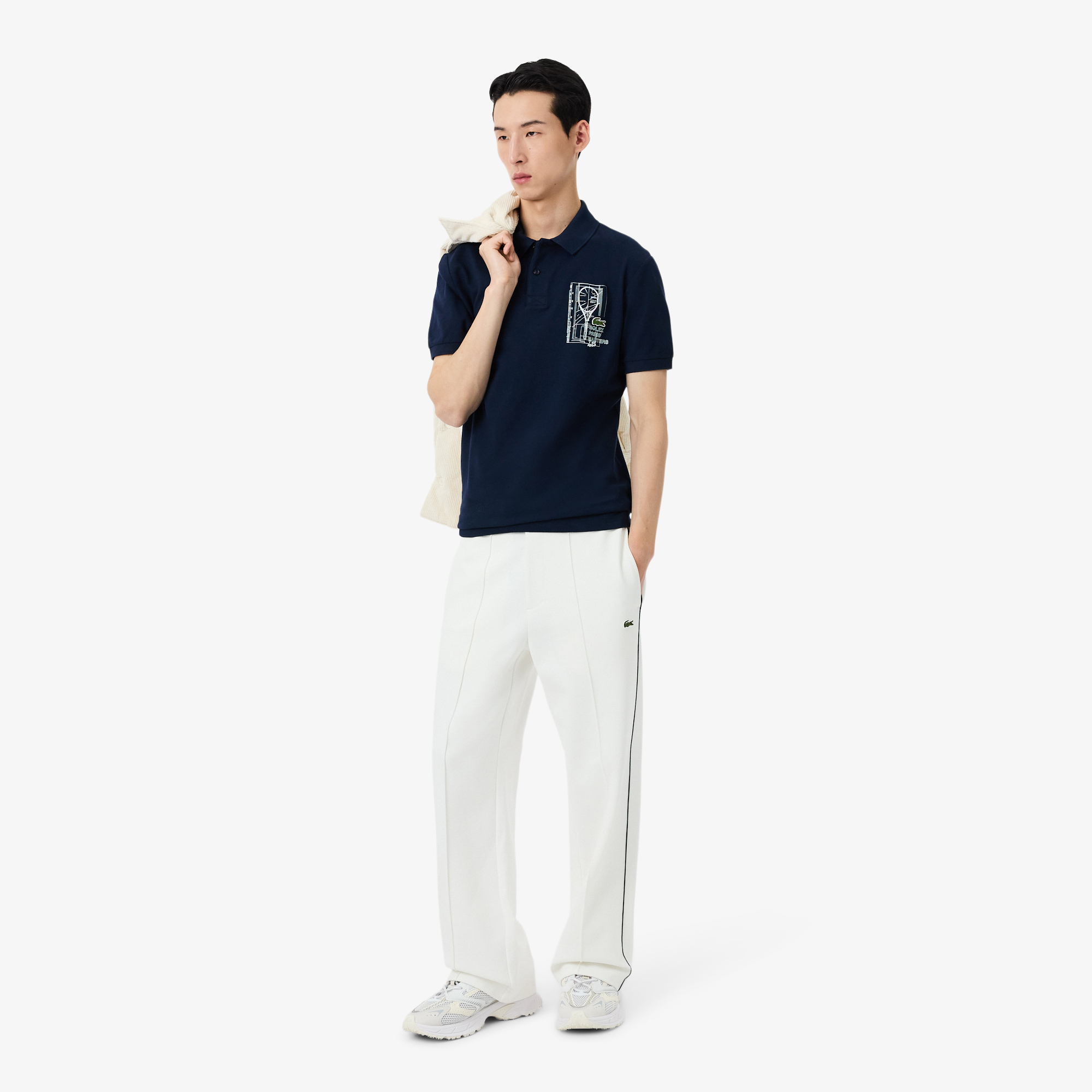 Áo Polo Lacoste Unisex Dáng Suông Phiên Bản Rolex Paris Masters